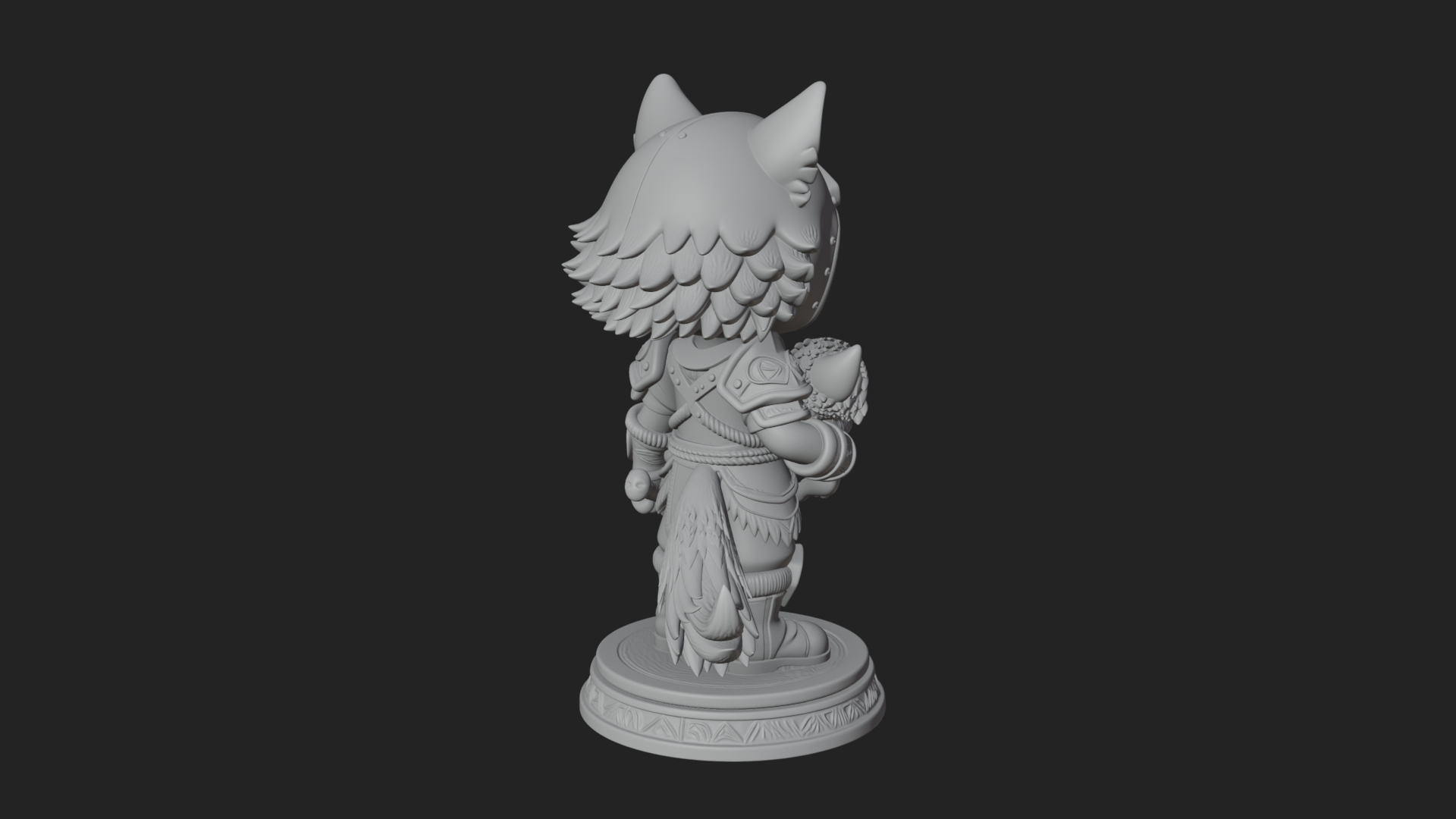 Chibi Wolf Helm Ranger Statue Design 3 3D Print Model 3D Model
