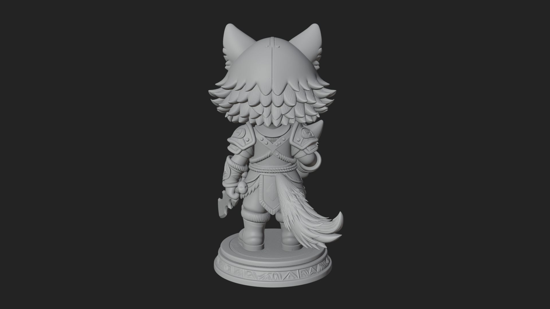Chibi Wolf Helm Ranger Statue Design 3 3D Print Model 3D Model