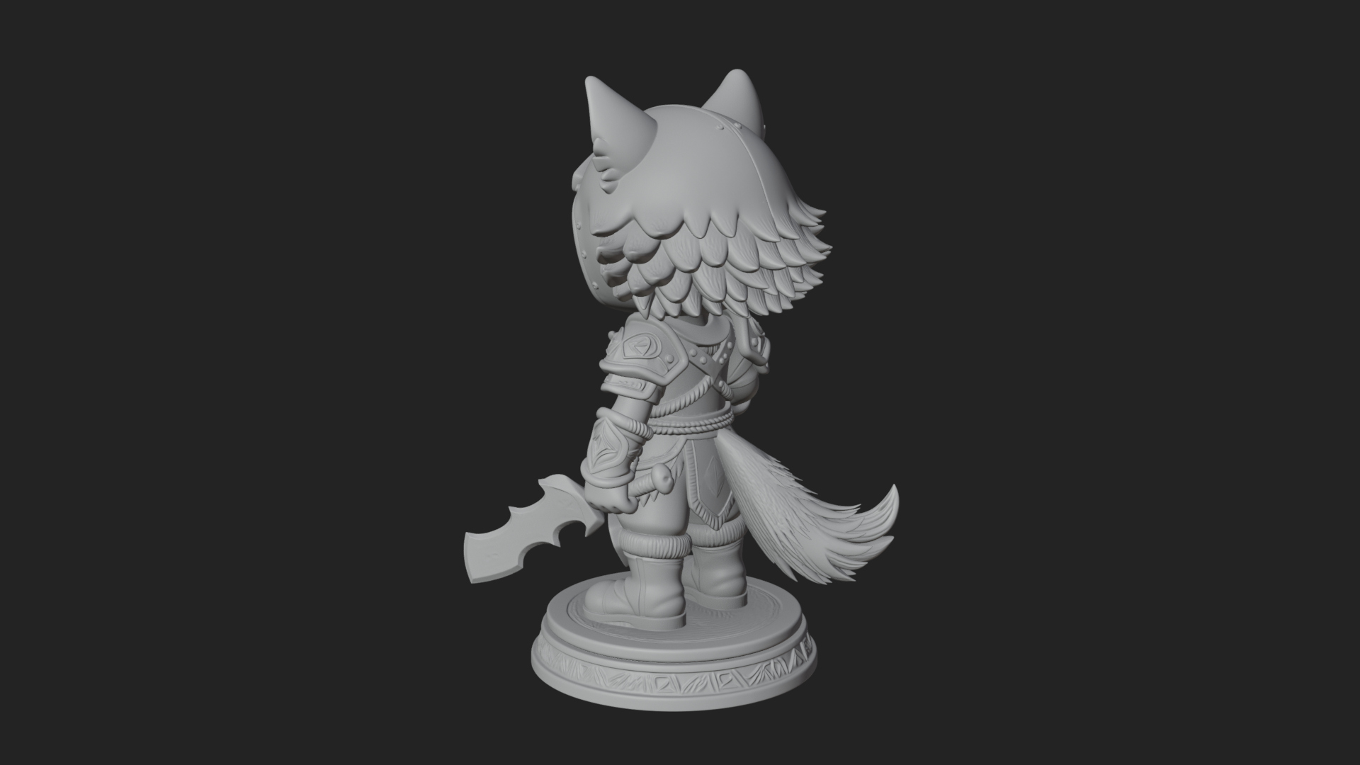 Chibi Wolf Helm Ranger Statue Design 3 3D Print Model 3D Model