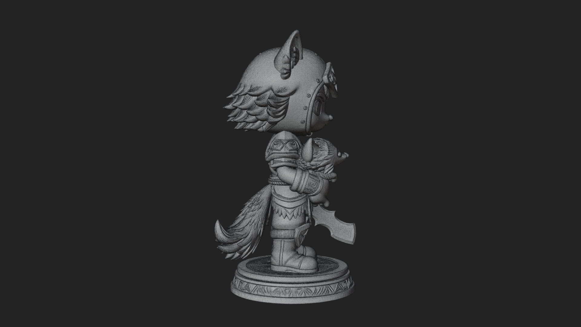 Chibi Wolf Helm Ranger Statue Design 3 3D Print Model 3D Model