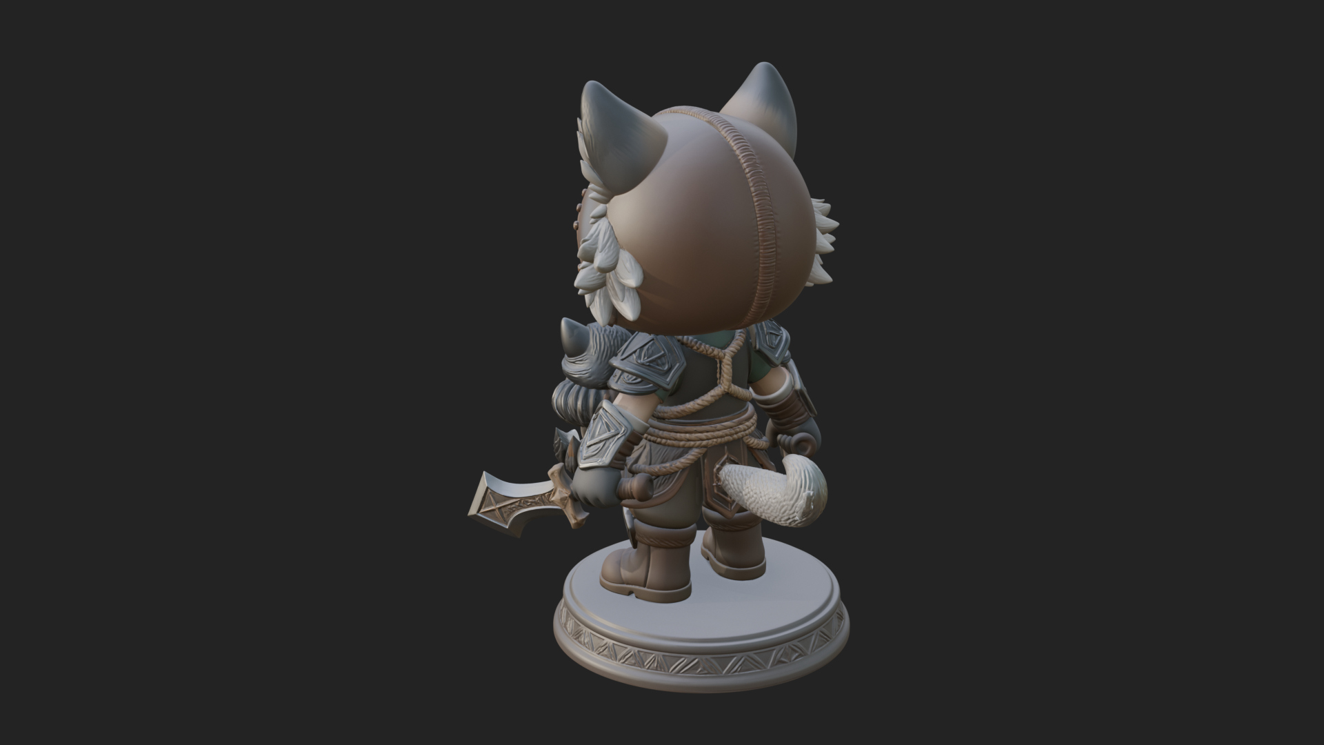 Chibi Wolf Helm Ranger Statue Design 4 3D Print Model 3D Model