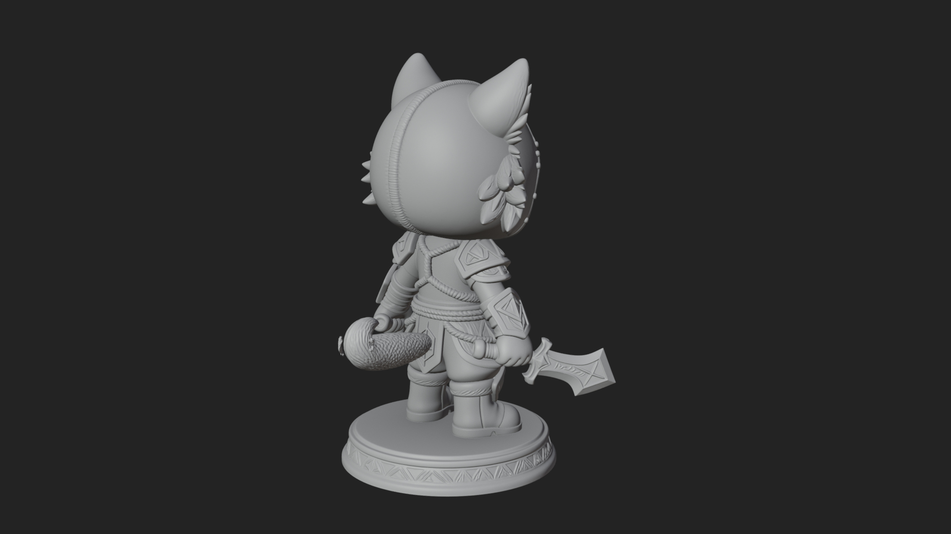 Chibi Wolf Helm Ranger Statue Design 4 3D Print Model 3D Model