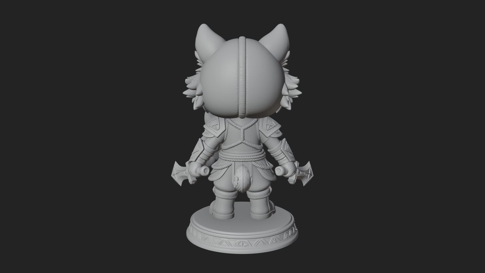 Chibi Wolf Helm Ranger Statue Design 4 3D Print Model 3D Model