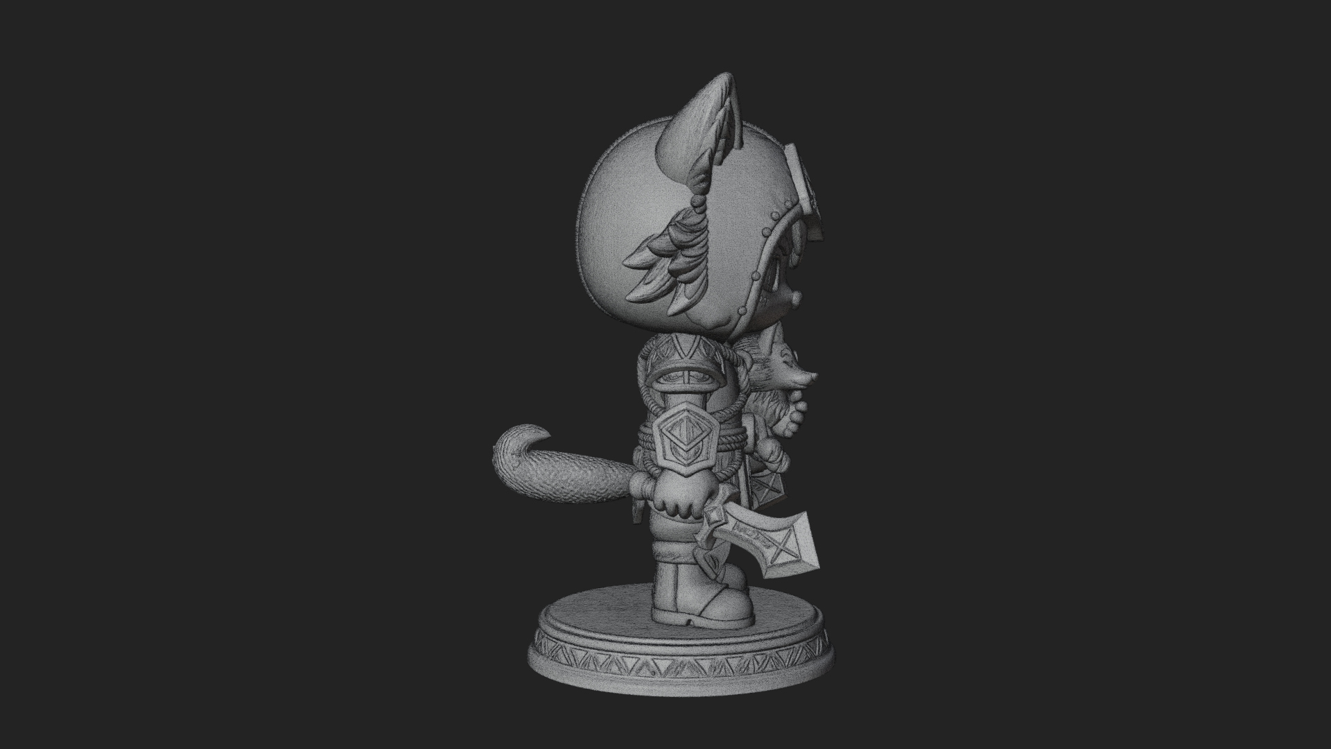 Chibi Wolf Helm Ranger Statue Design 4 3D Print Model 3D Model