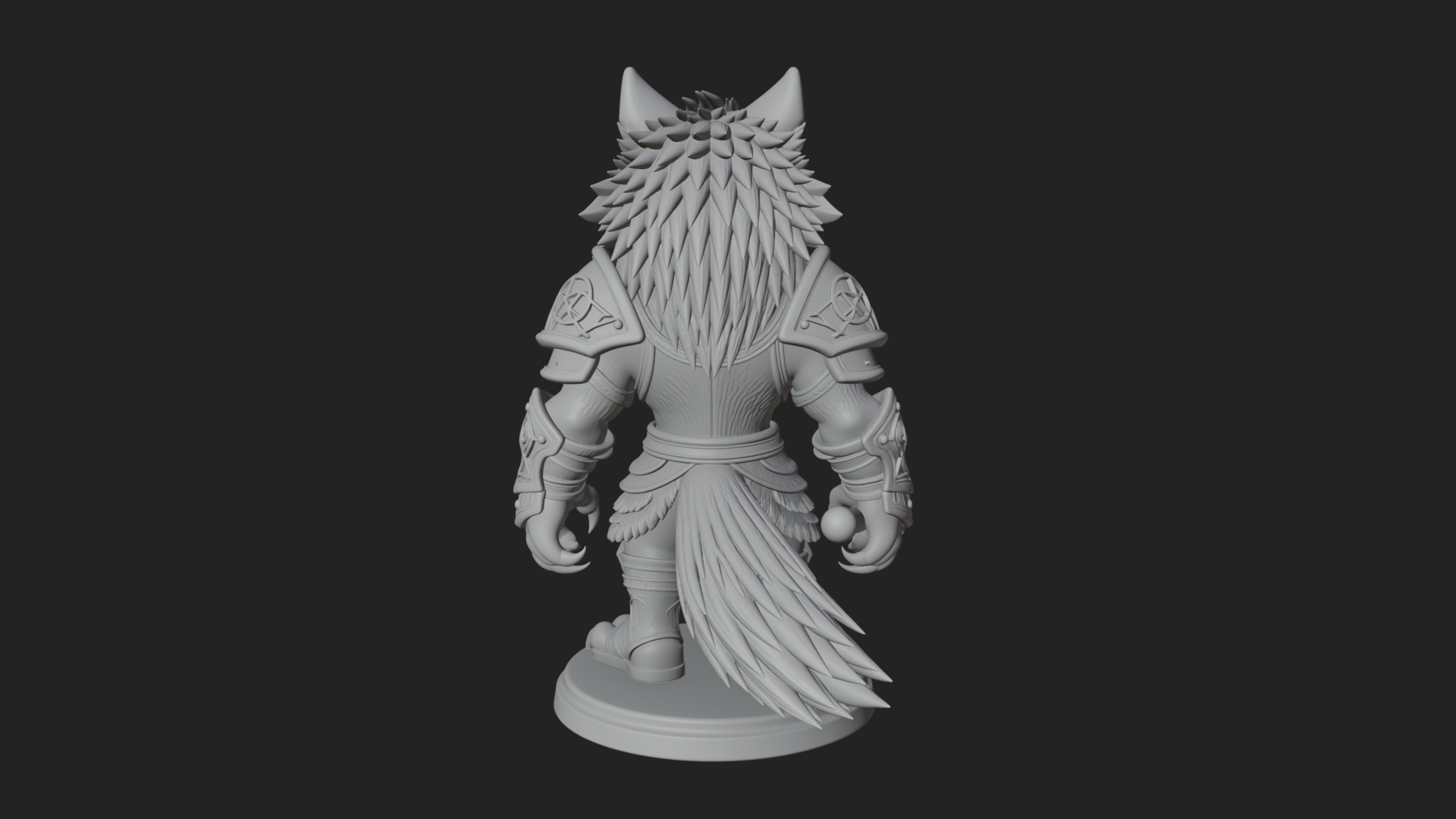 Chibi Wolf Warrior Statue Design 1 3D Print Model 3D Model