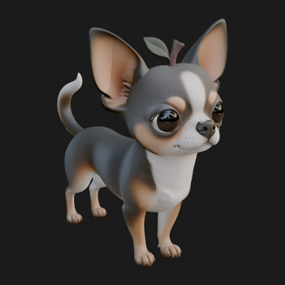 Chihuahua Dog Statue Design 4 3D Print Model