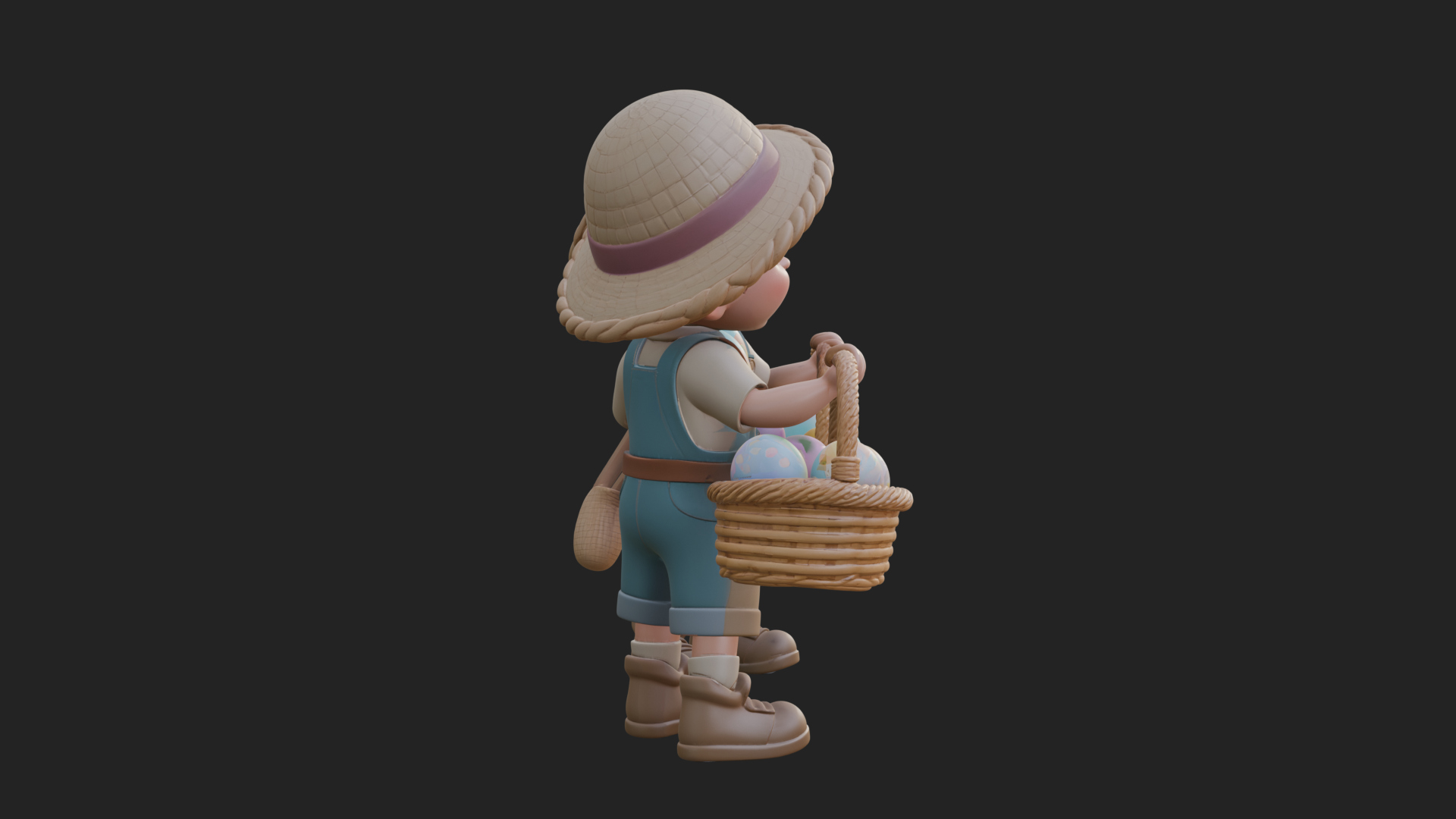 Children with Egg Baskets Statue Design 1 3D Print Model 3D Model