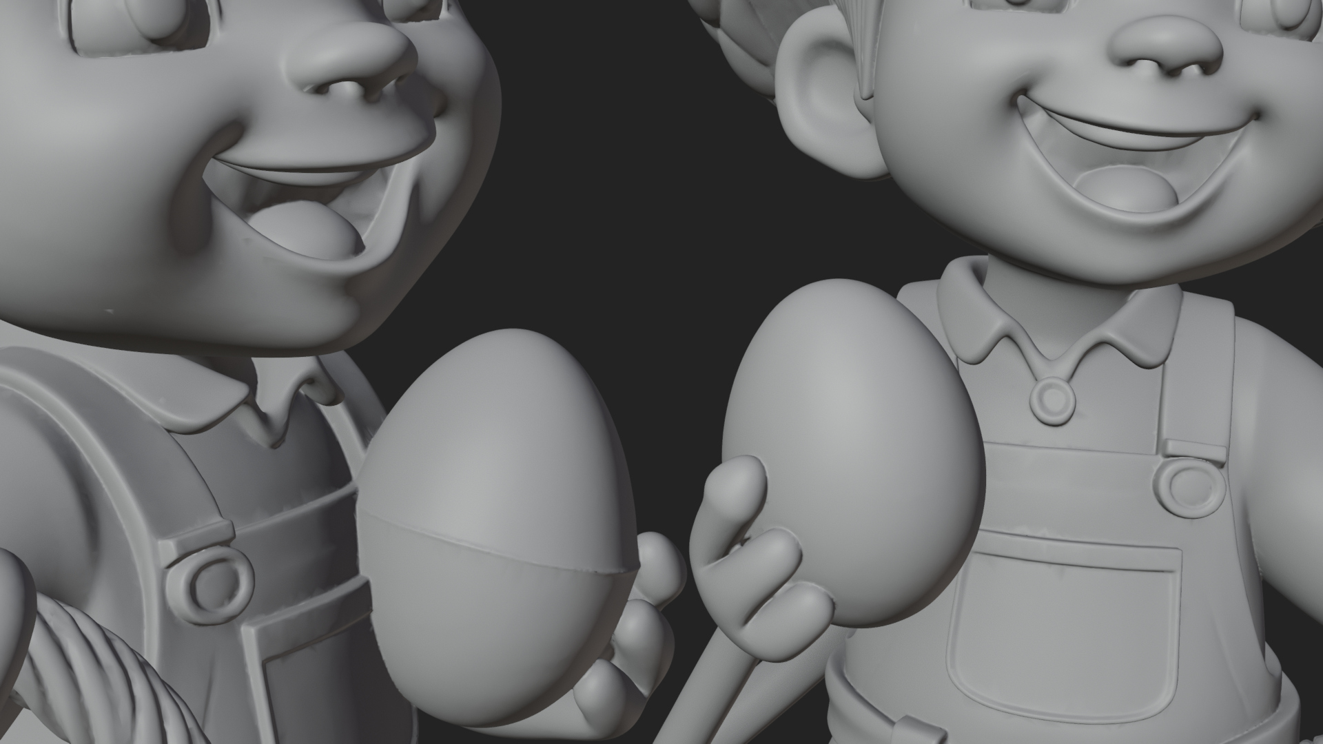 Children with Egg Baskets Statue Design 1 3D Print Model 3D Model