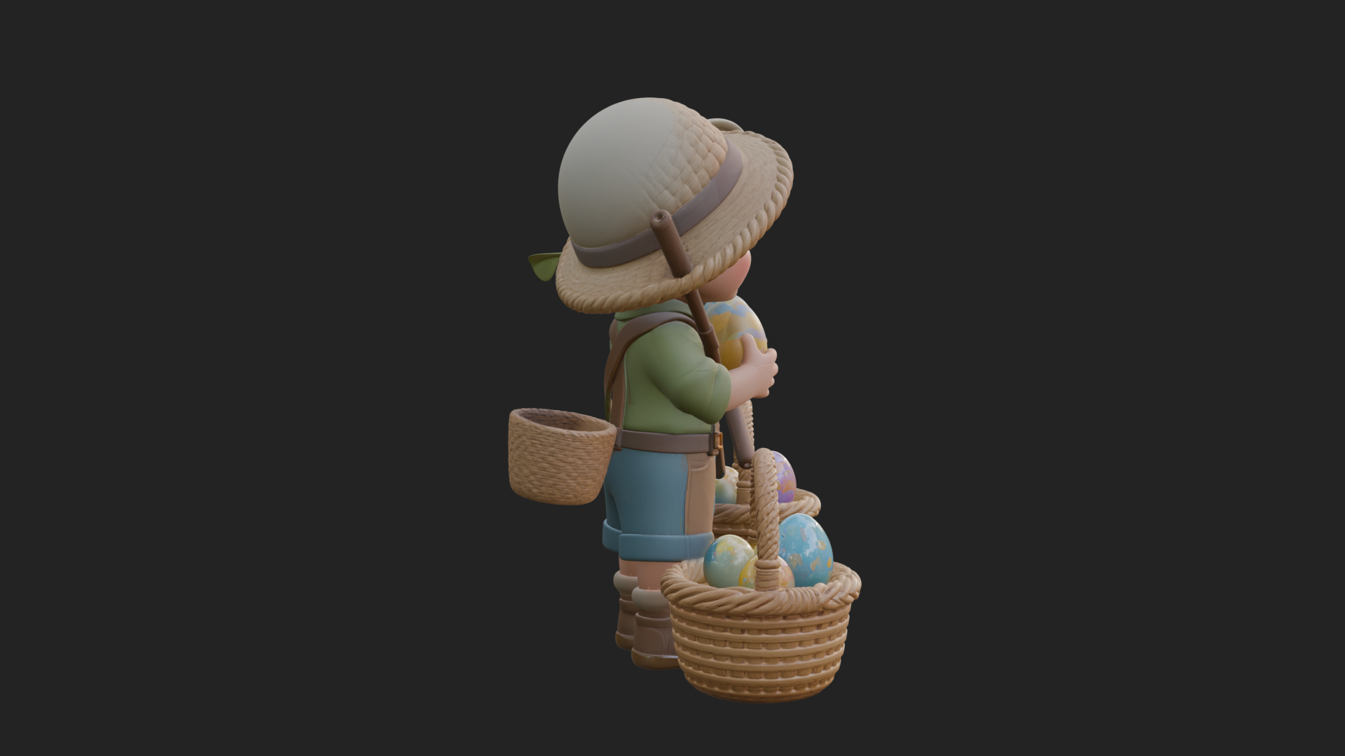 Children with Egg Baskets Statue Design 2 3D Print Model 3D Model