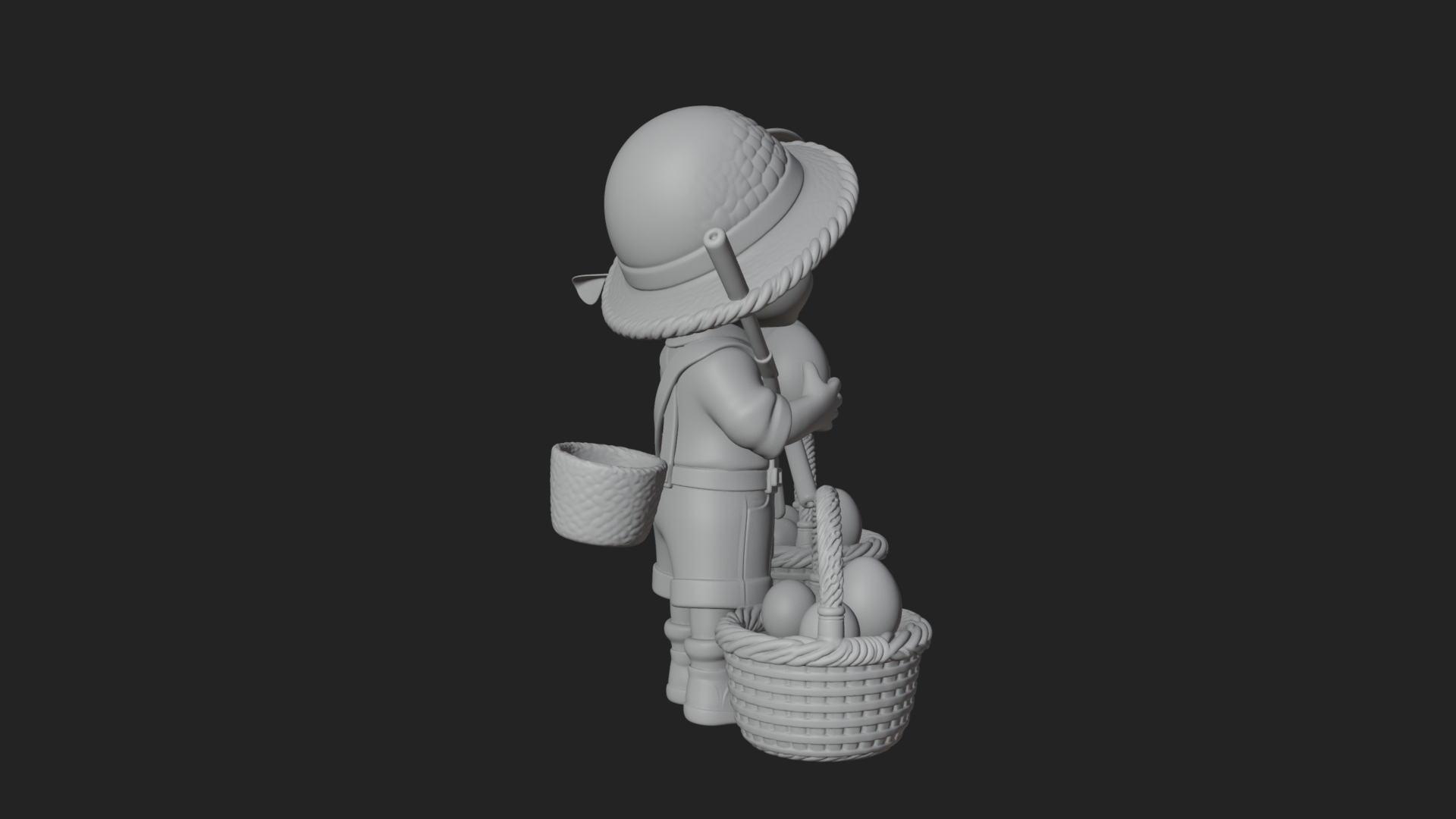 Children with Egg Baskets Statue Design 2 3D Print Model 3D Model