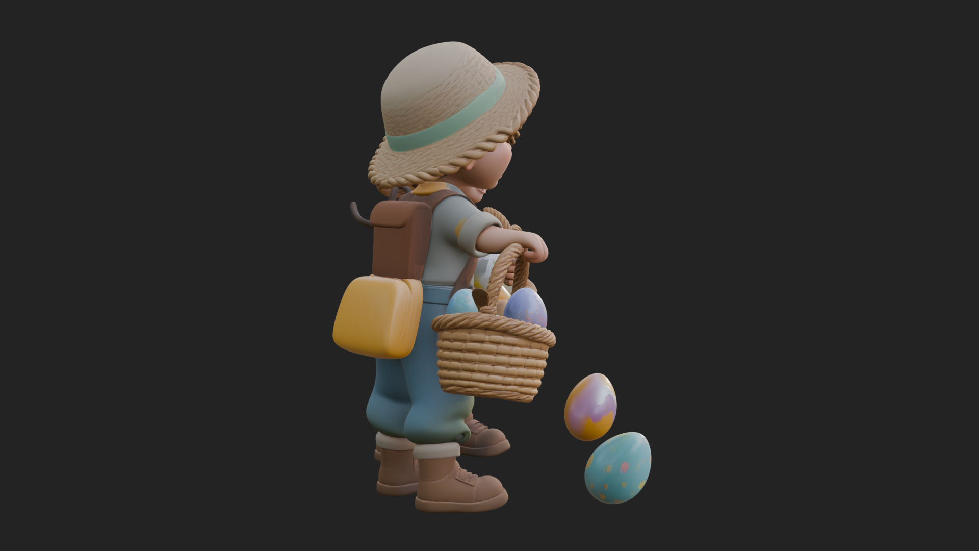 Children with Egg Baskets Statue Design 3 3D Print Model 3D Model