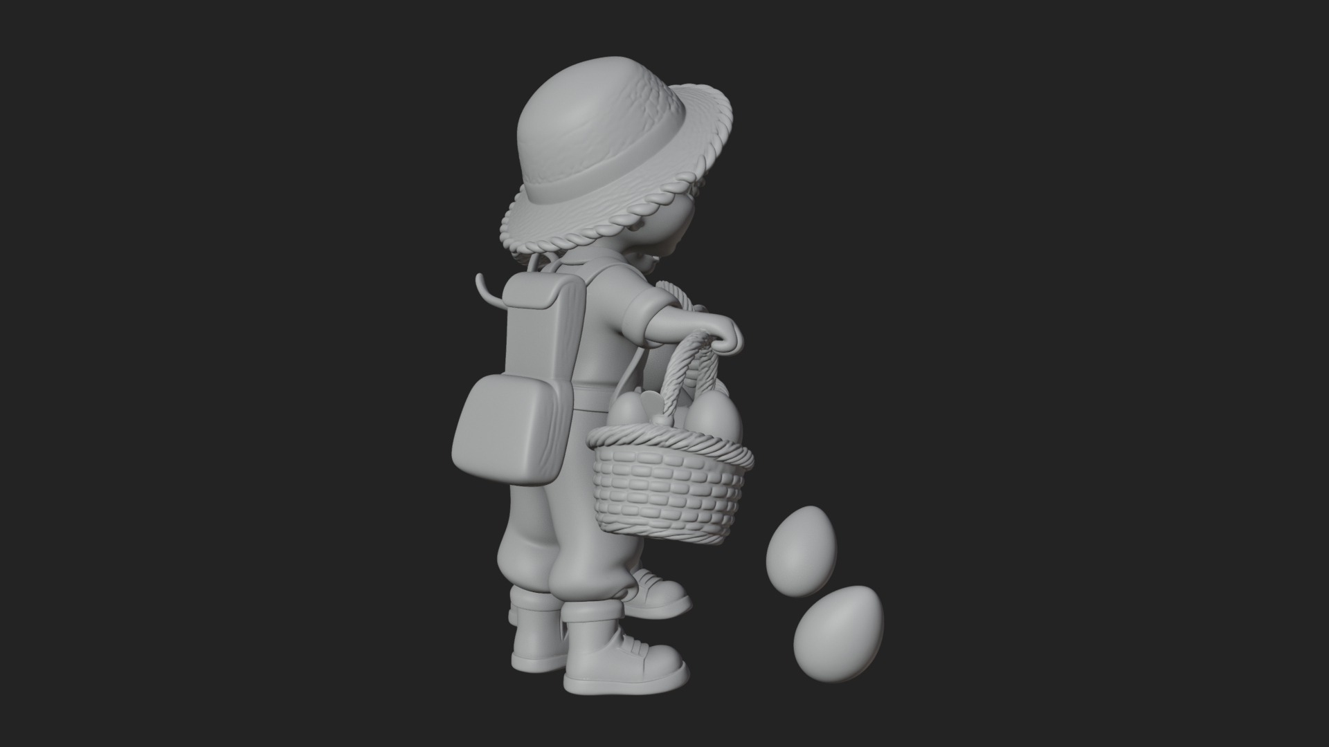 Children with Egg Baskets Statue Design 3 3D Print Model 3D Model