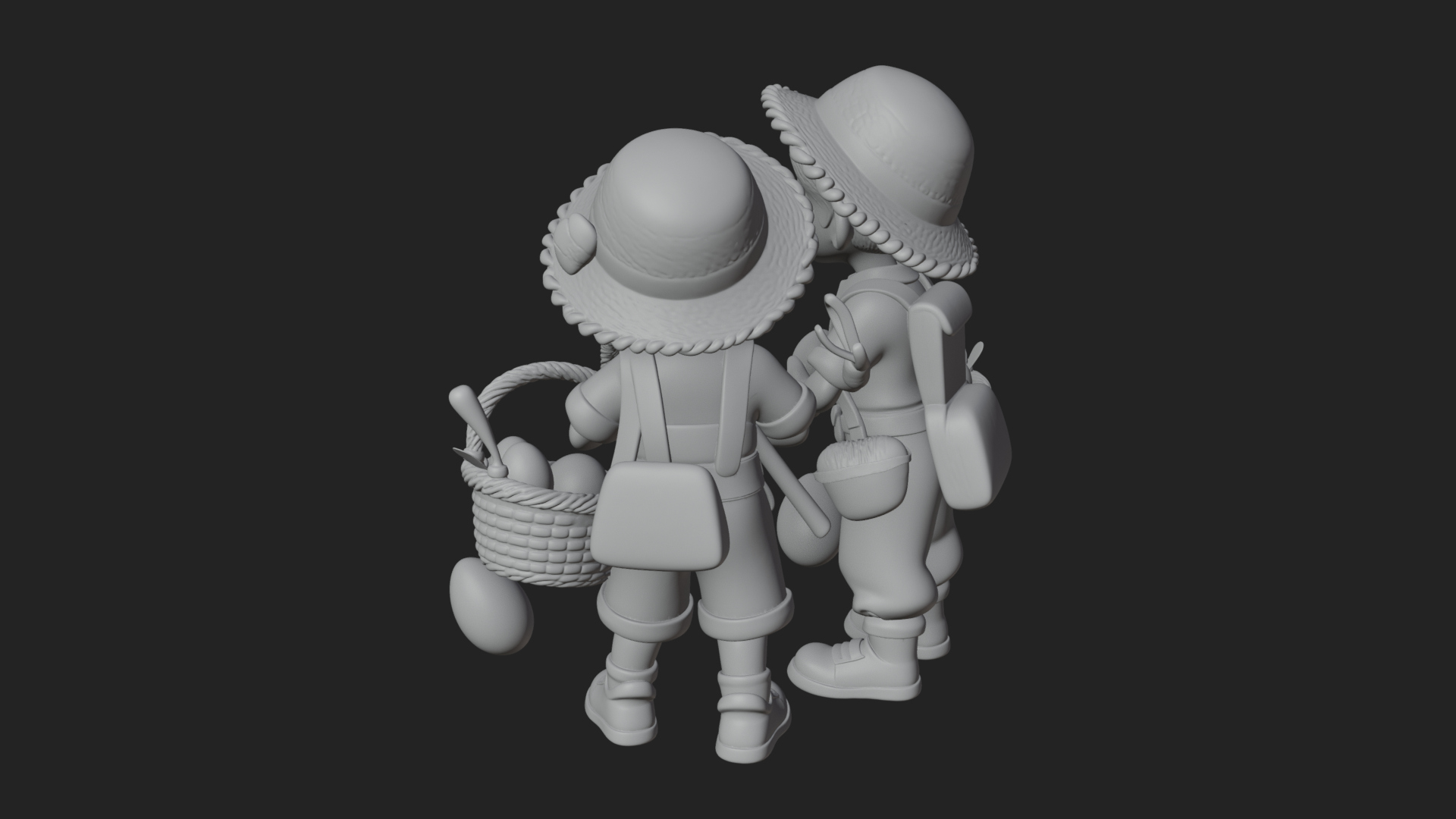 Children with Egg Baskets Statue Design 3 3D Print Model 3D Model