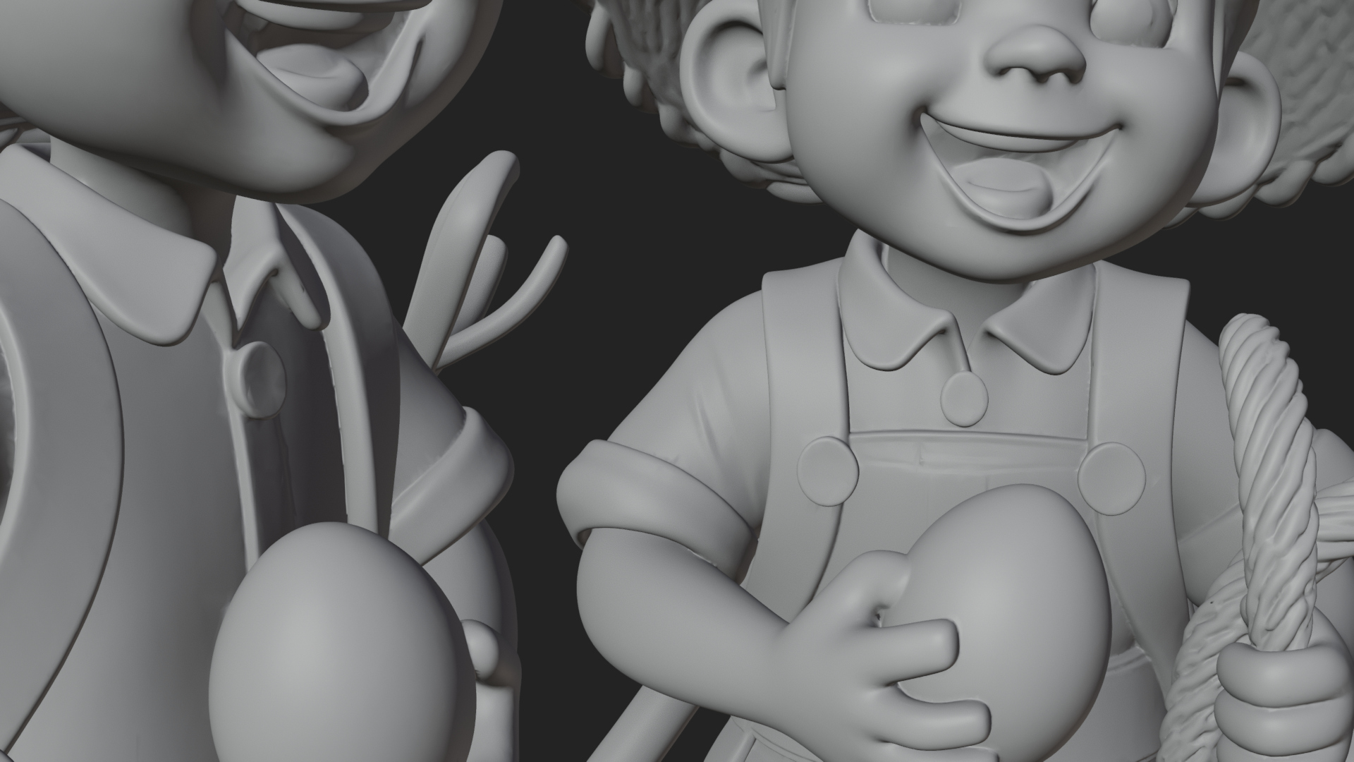 Children with Egg Baskets Statue Design 3 3D Print Model 3D Model