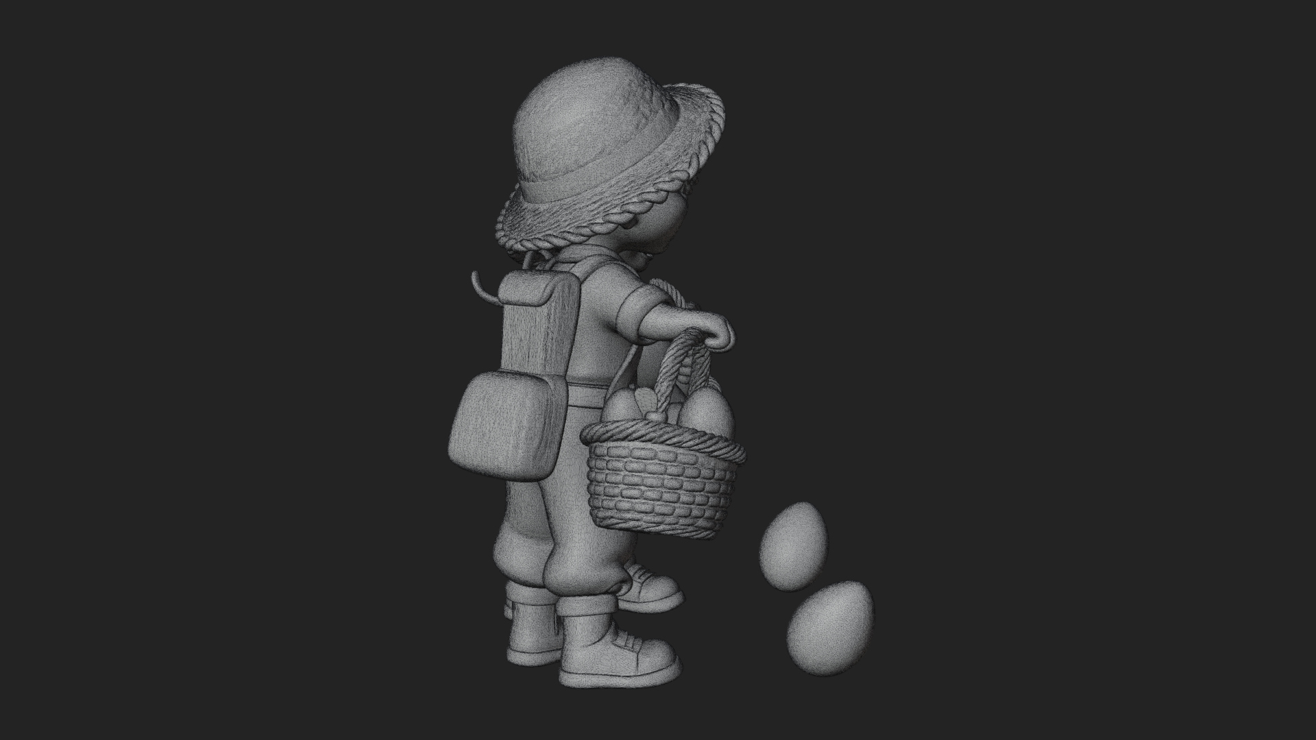 Children with Egg Baskets Statue Design 3 3D Print Model 3D Model