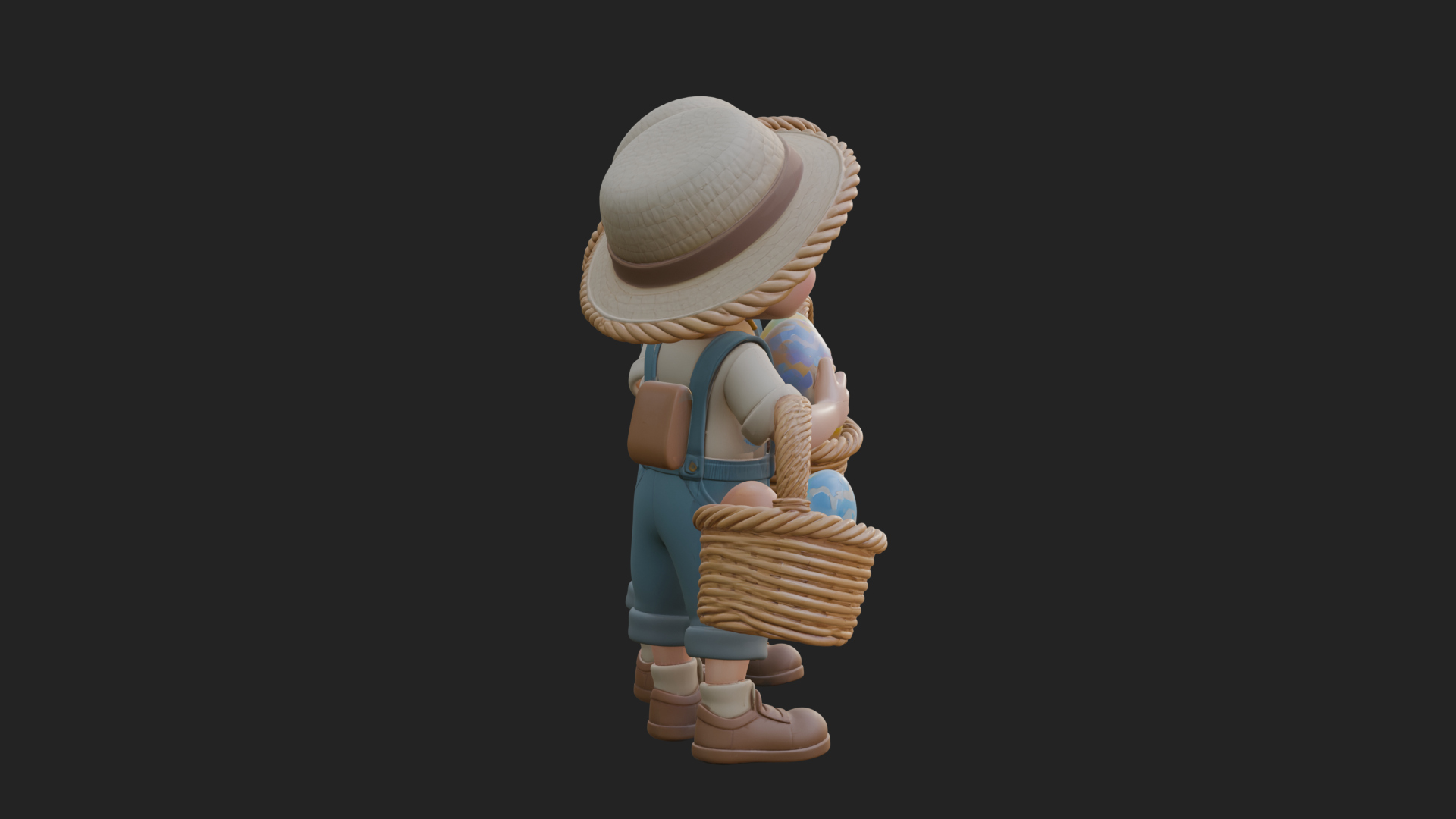 Children with Egg Baskets Statue Design 4 3D Print Model 3D Model