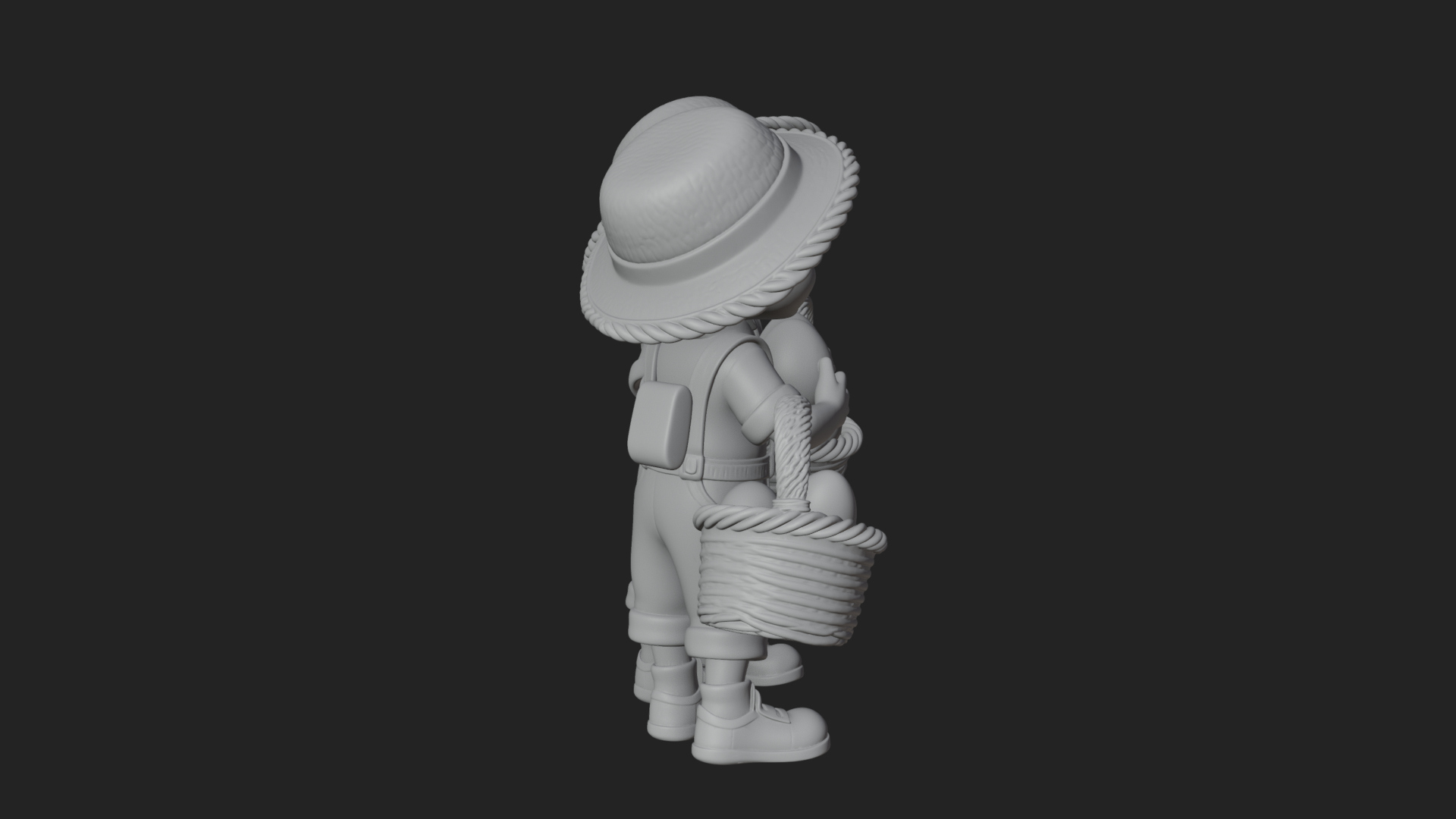 Children with Egg Baskets Statue Design 4 3D Print Model 3D Model