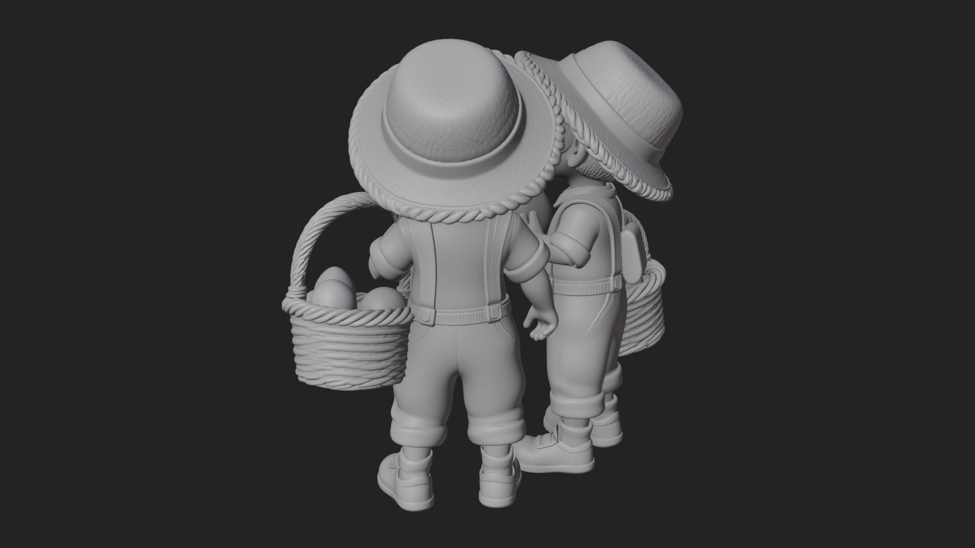 Children with Egg Baskets Statue Design 4 3D Print Model 3D Model