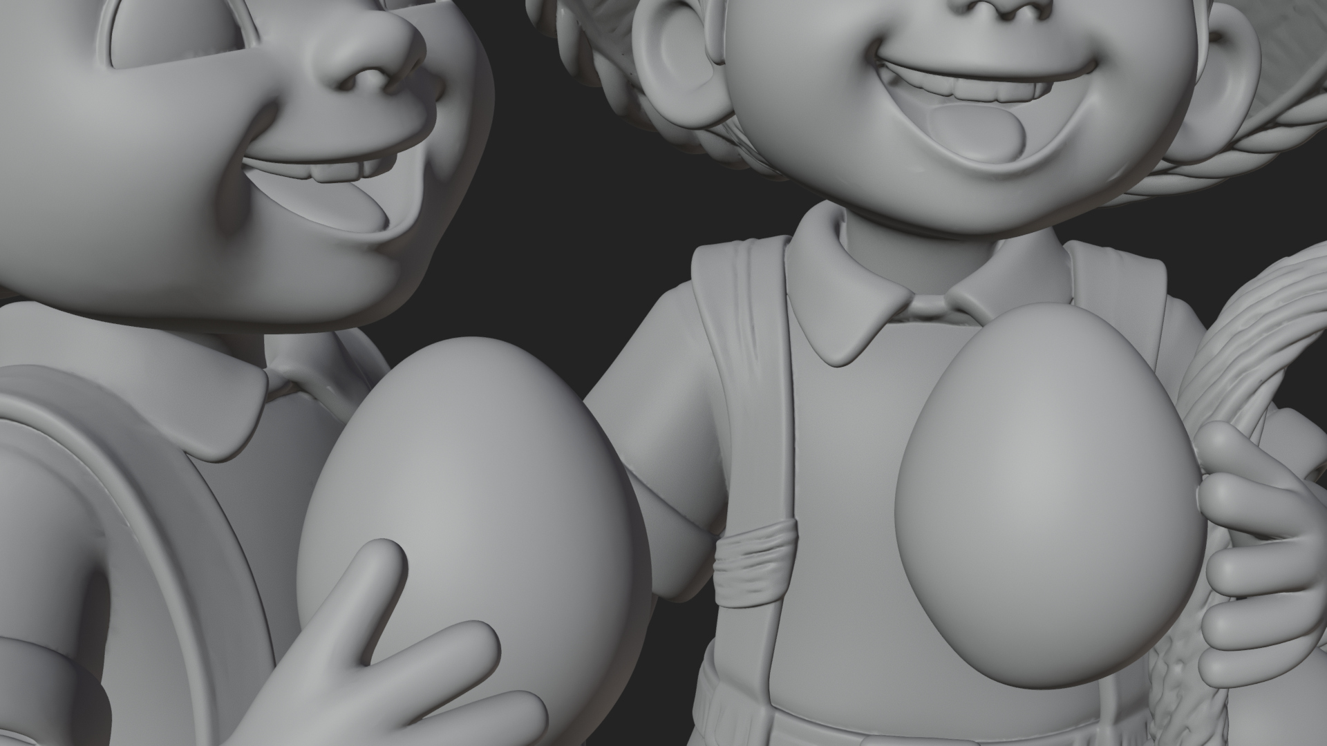 Children with Egg Baskets Statue Design 4 3D Print Model 3D Model
