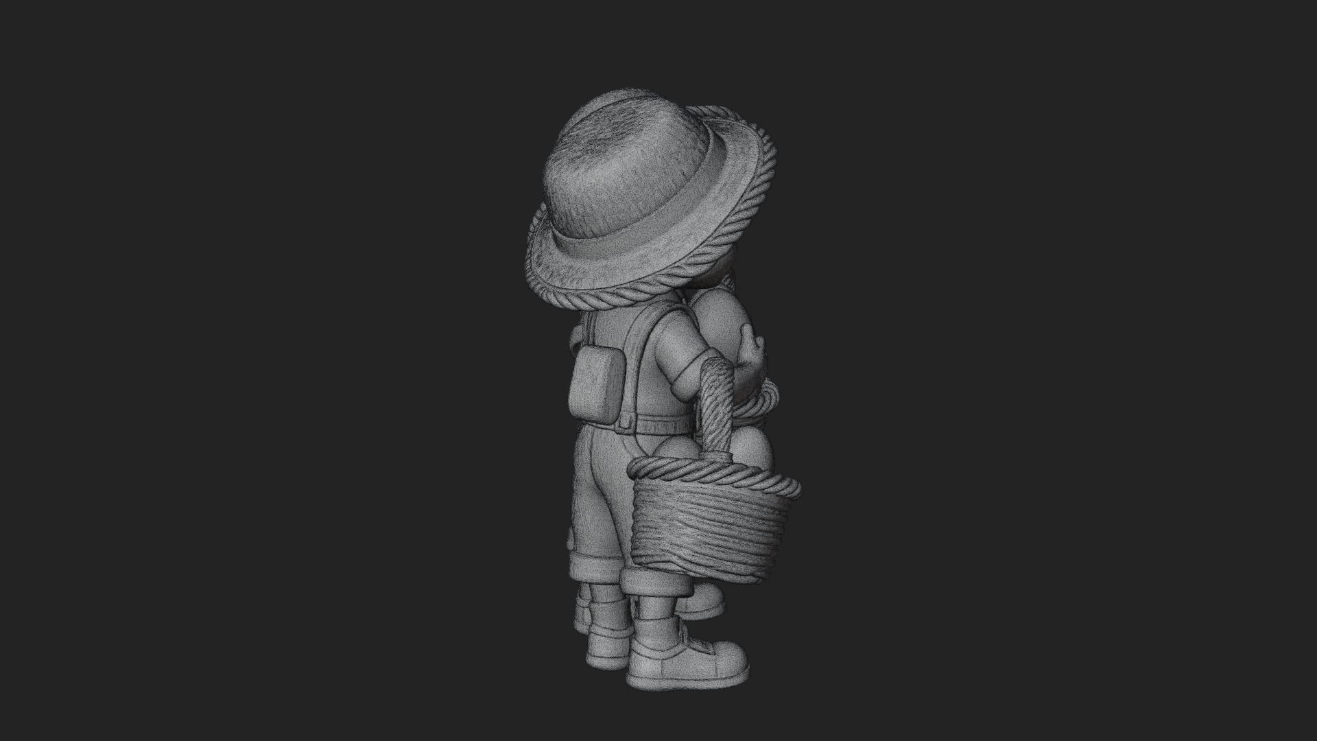 Children with Egg Baskets Statue Design 4 3D Print Model 3D Model