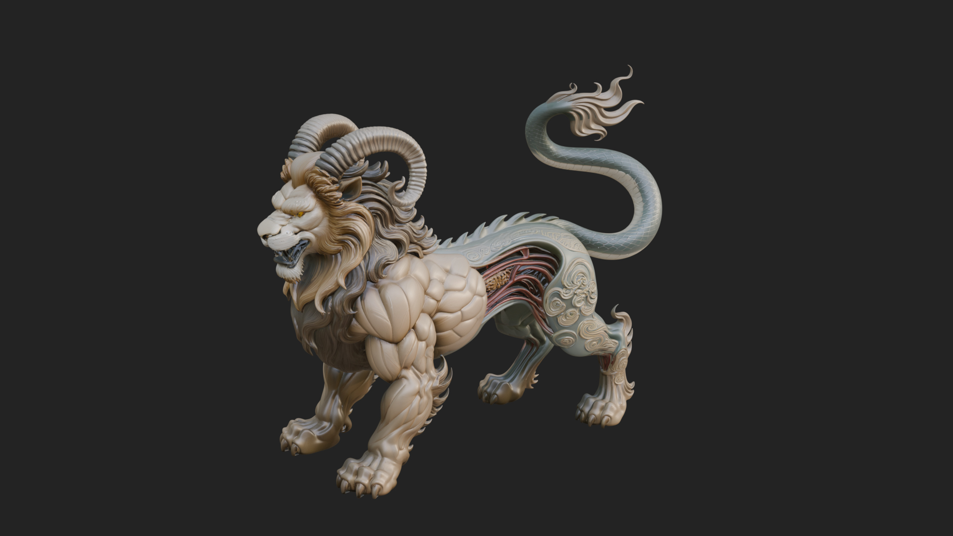 Chimera Mythical Beast Statue Design 10 3D Print Model 3D Model