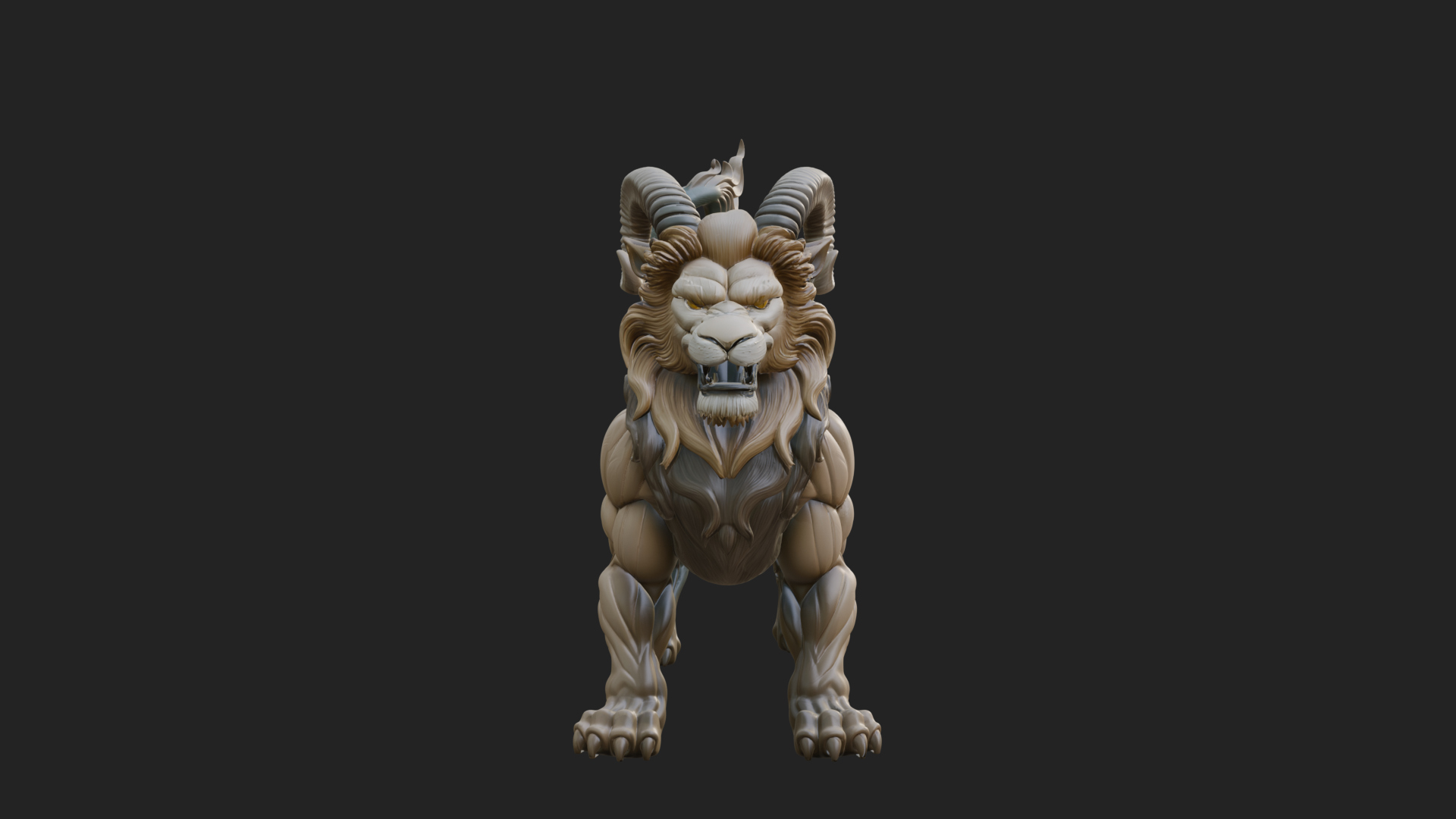 Chimera Mythical Beast Statue Design 10 3D Print Model 3D Model