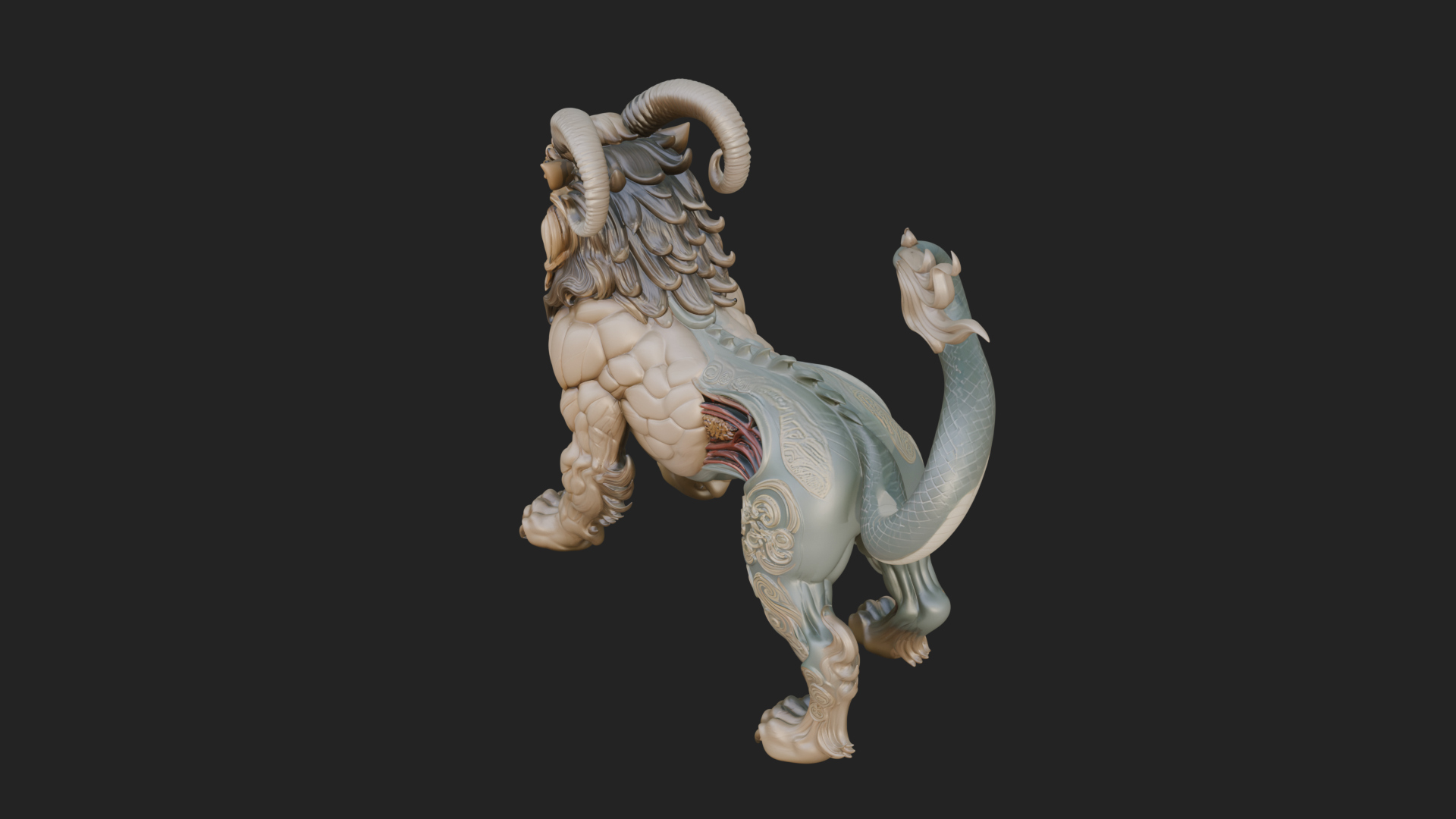 Chimera Mythical Beast Statue Design 10 3D Print Model 3D Model
