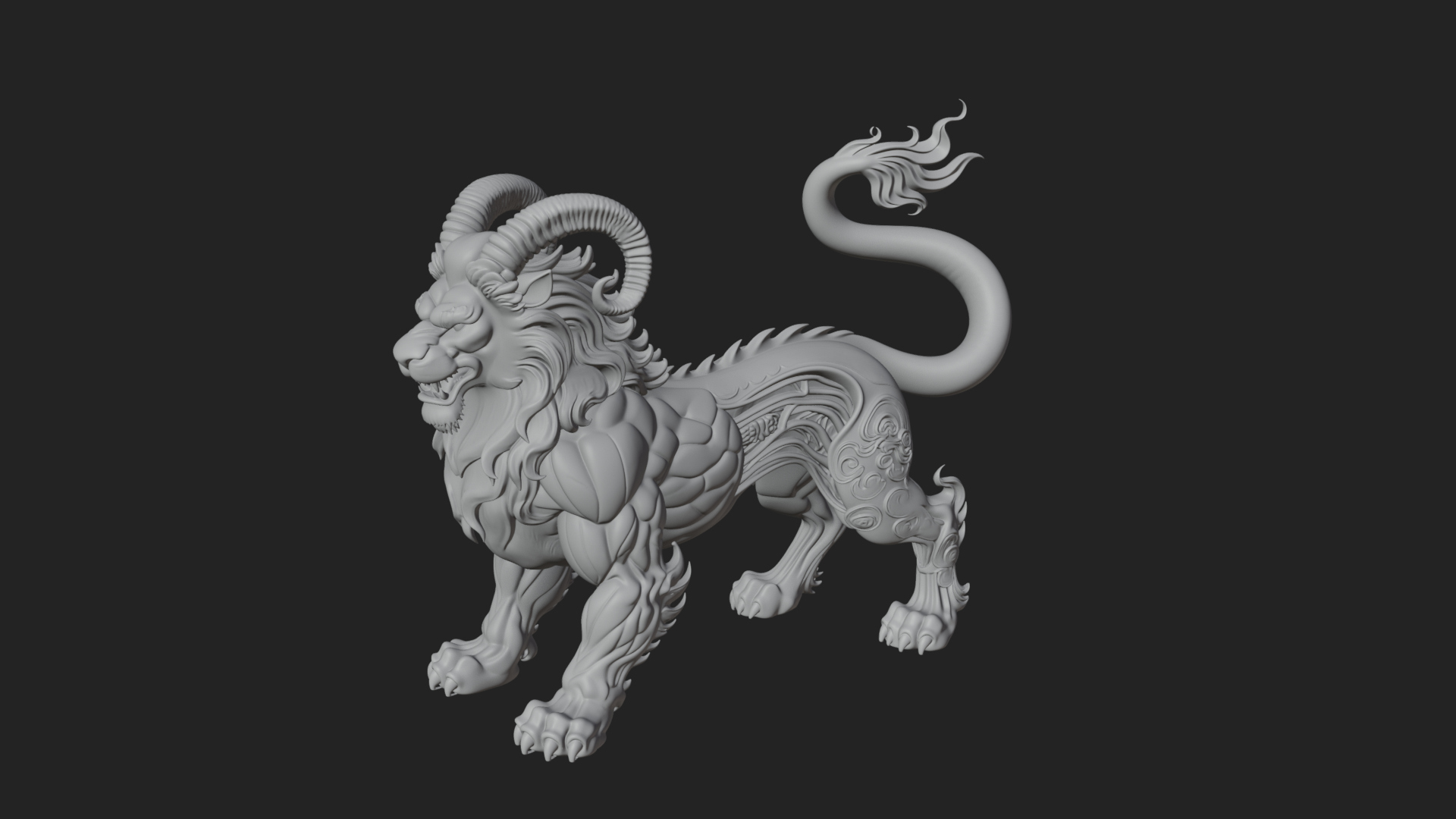 Chimera Mythical Beast Statue Design 10 3D Print Model 3D Model