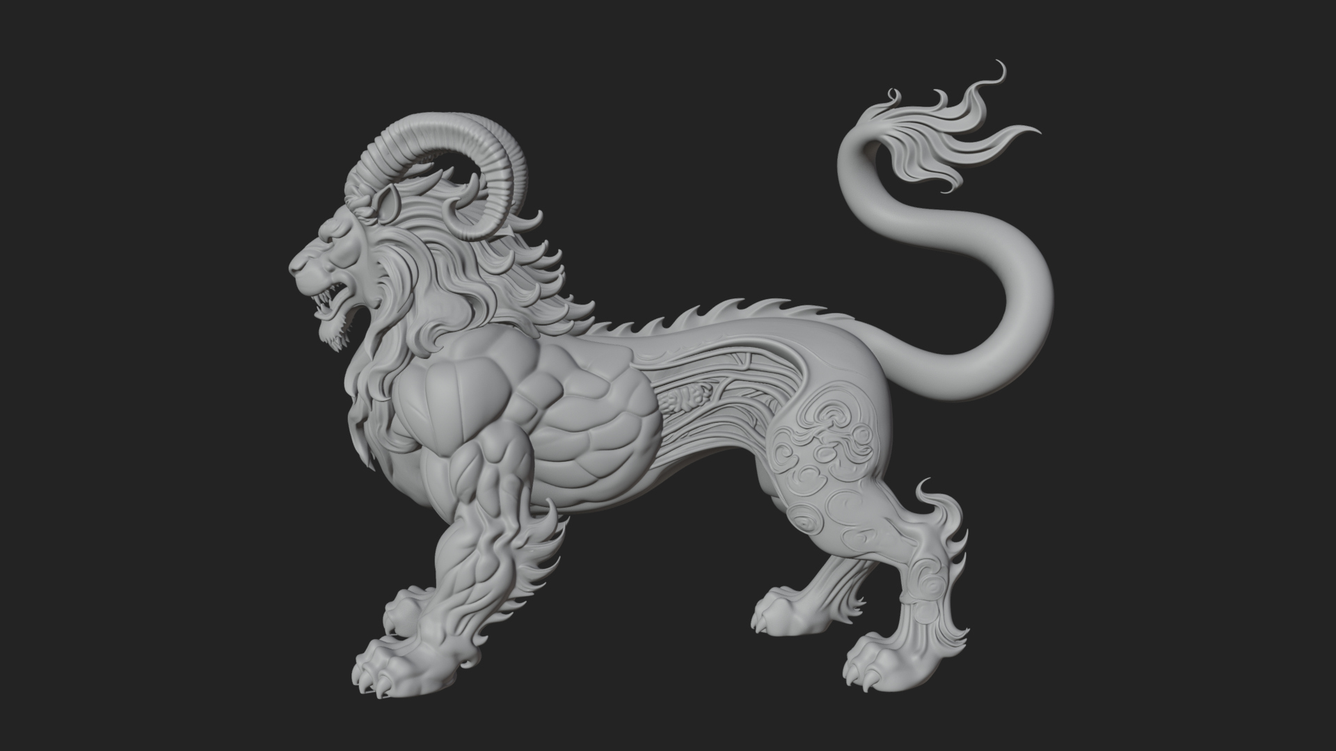 Chimera Mythical Beast Statue Design 10 3D Print Model 3D Model