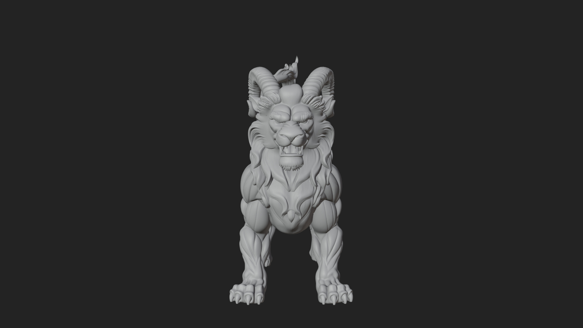 Chimera Mythical Beast Statue Design 10 3D Print Model 3D Model