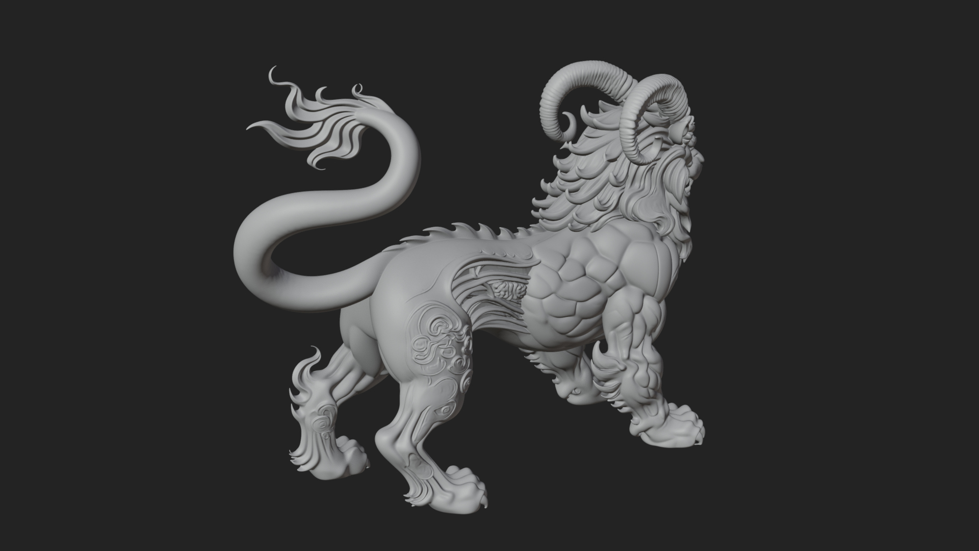 Chimera Mythical Beast Statue Design 10 3D Print Model 3D Model