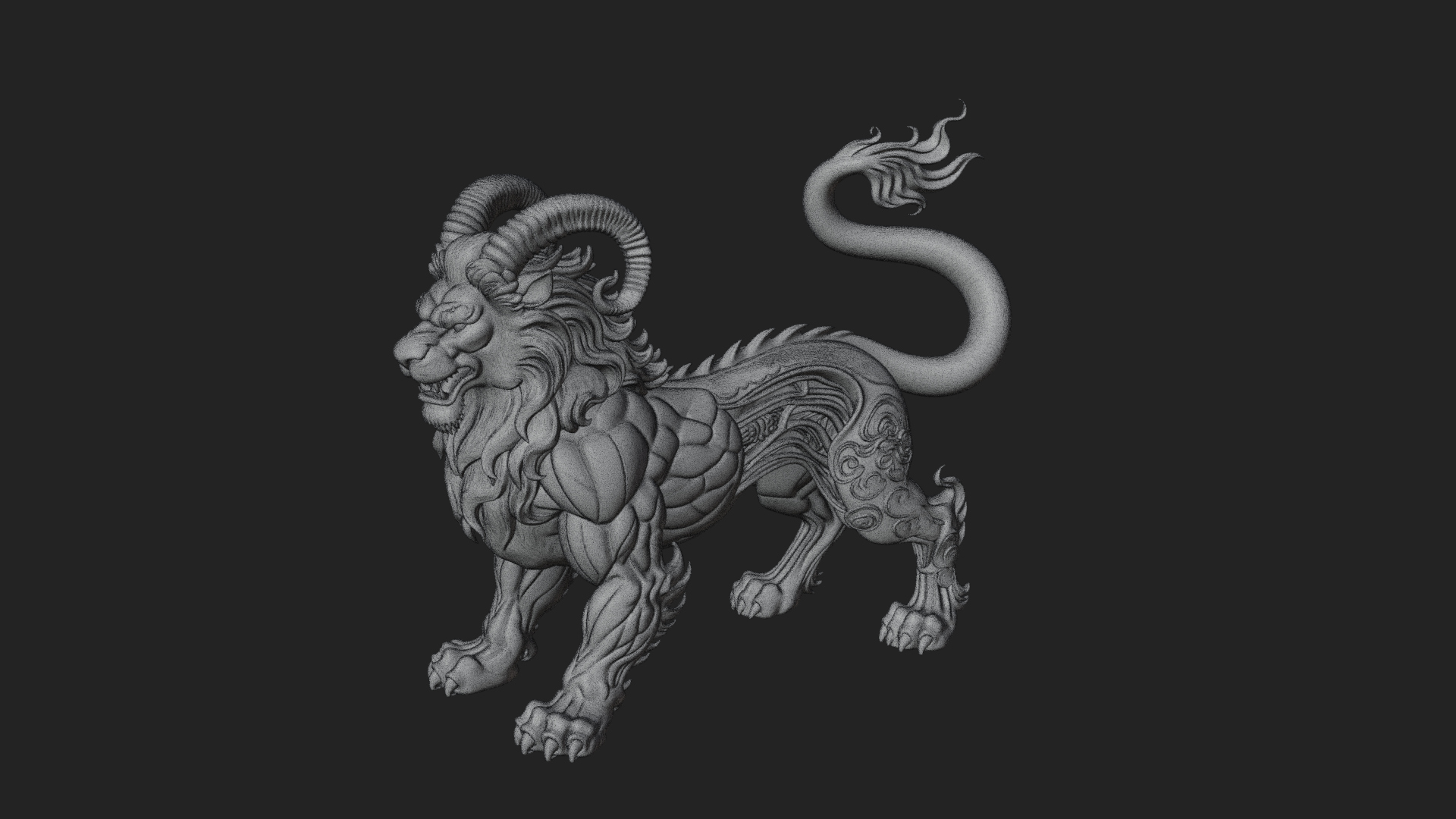 Chimera Mythical Beast Statue Design 10 3D Print Model 3D Model