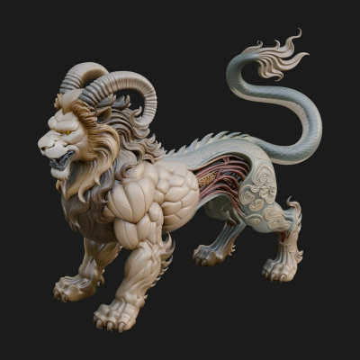 Chimera Mythical Beast Statue Design 10 3D Print Model