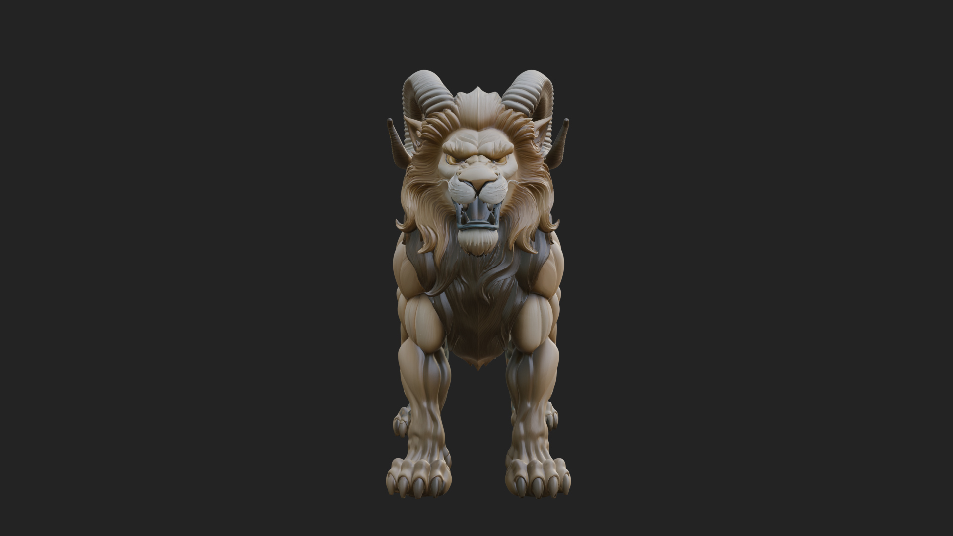 Chimera Mythical Beast Statue Design 11 3D Print Model 3D Model