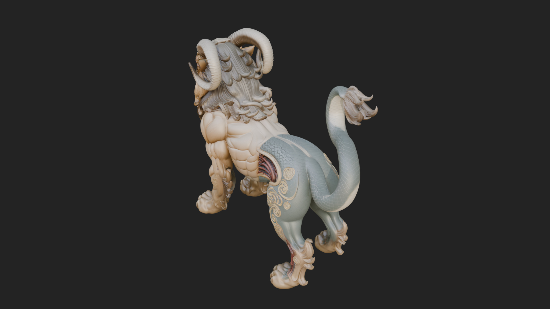 Chimera Mythical Beast Statue Design 11 3D Print Model 3D Model