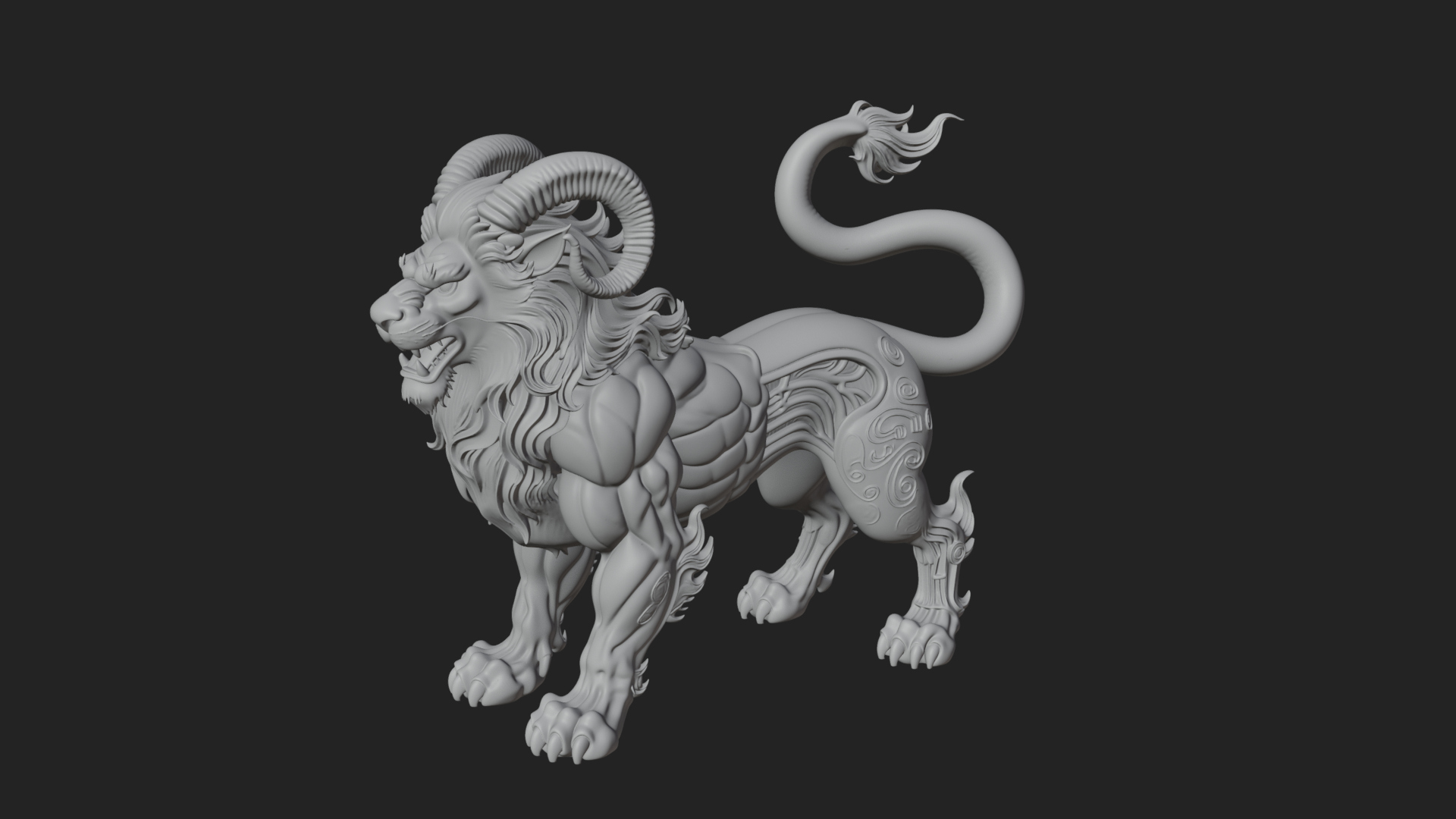 Chimera Mythical Beast Statue Design 11 3D Print Model 3D Model