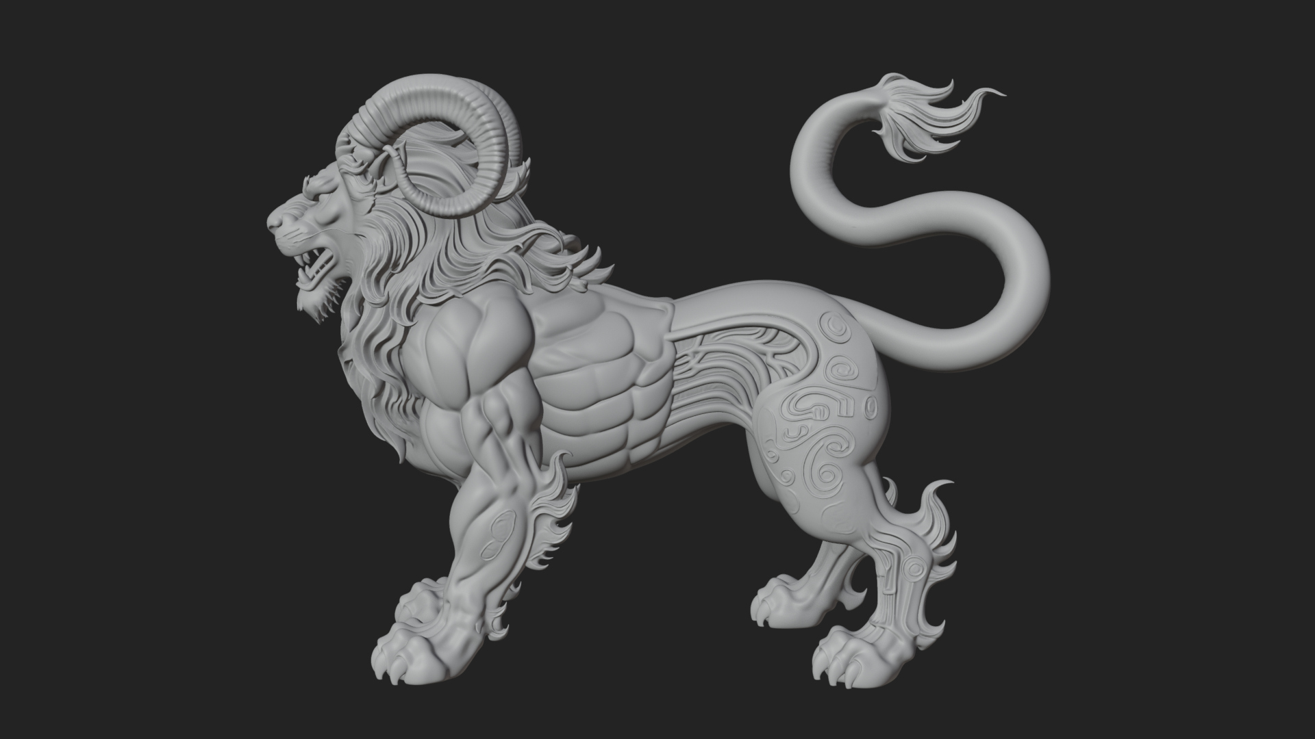 Chimera Mythical Beast Statue Design 11 3D Print Model 3D Model
