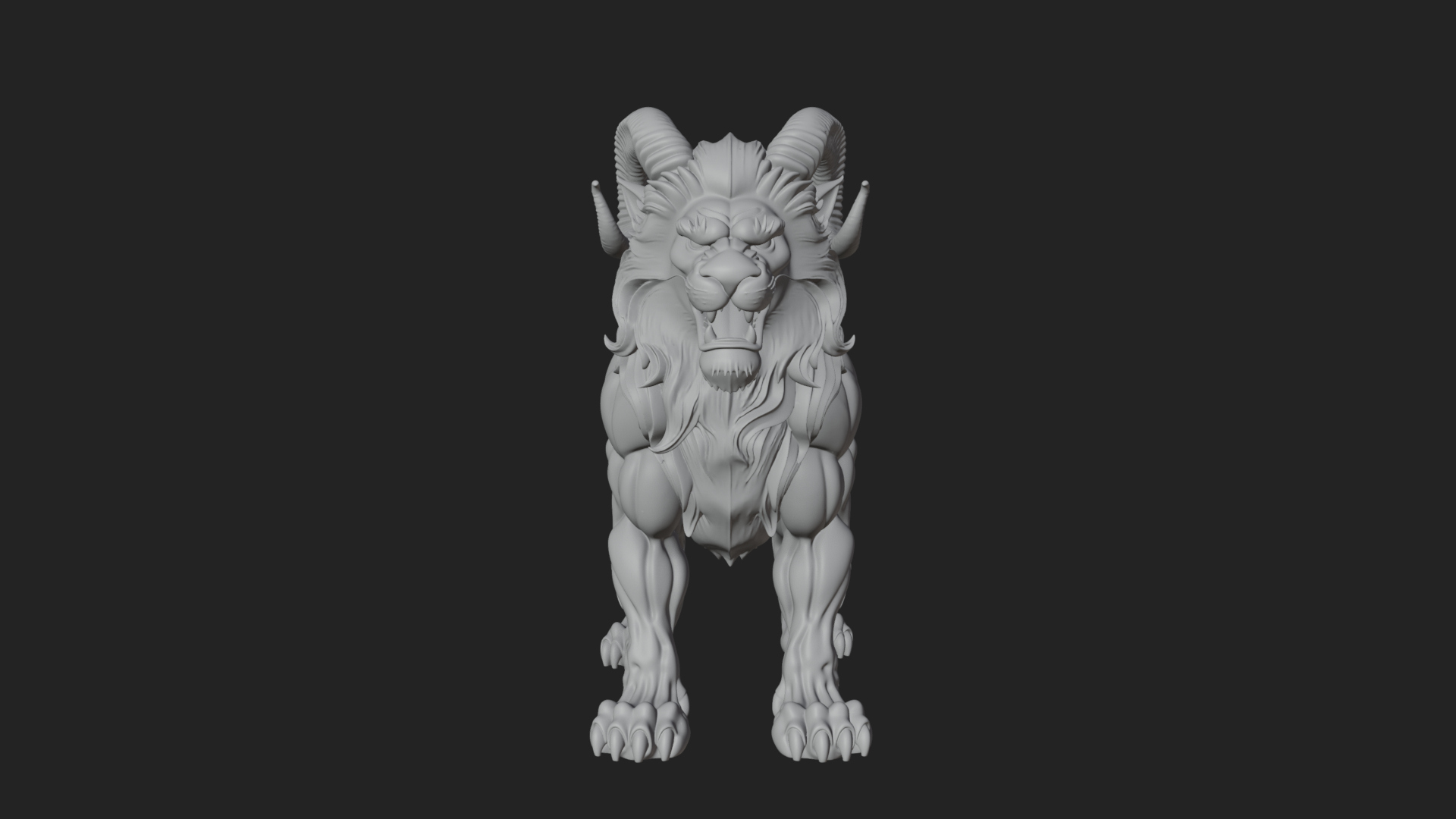 Chimera Mythical Beast Statue Design 11 3D Print Model 3D Model