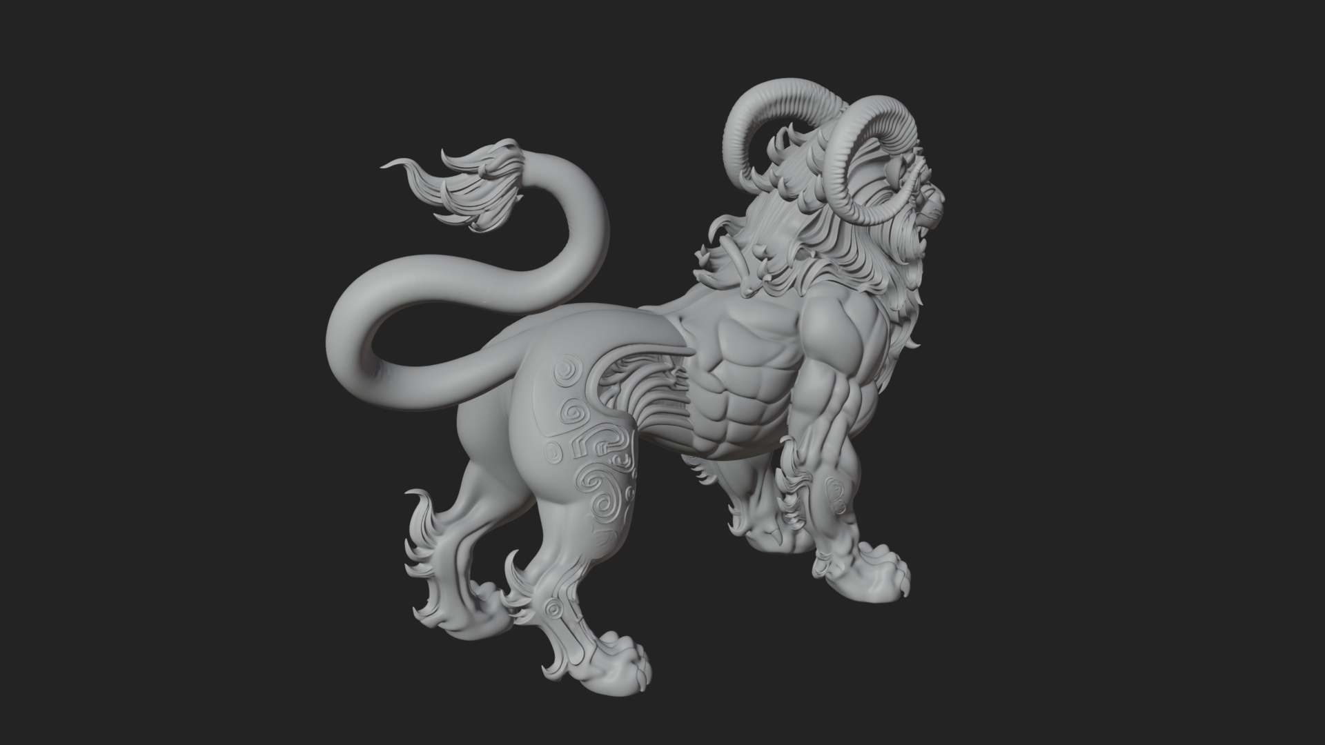 Chimera Mythical Beast Statue Design 11 3D Print Model 3D Model