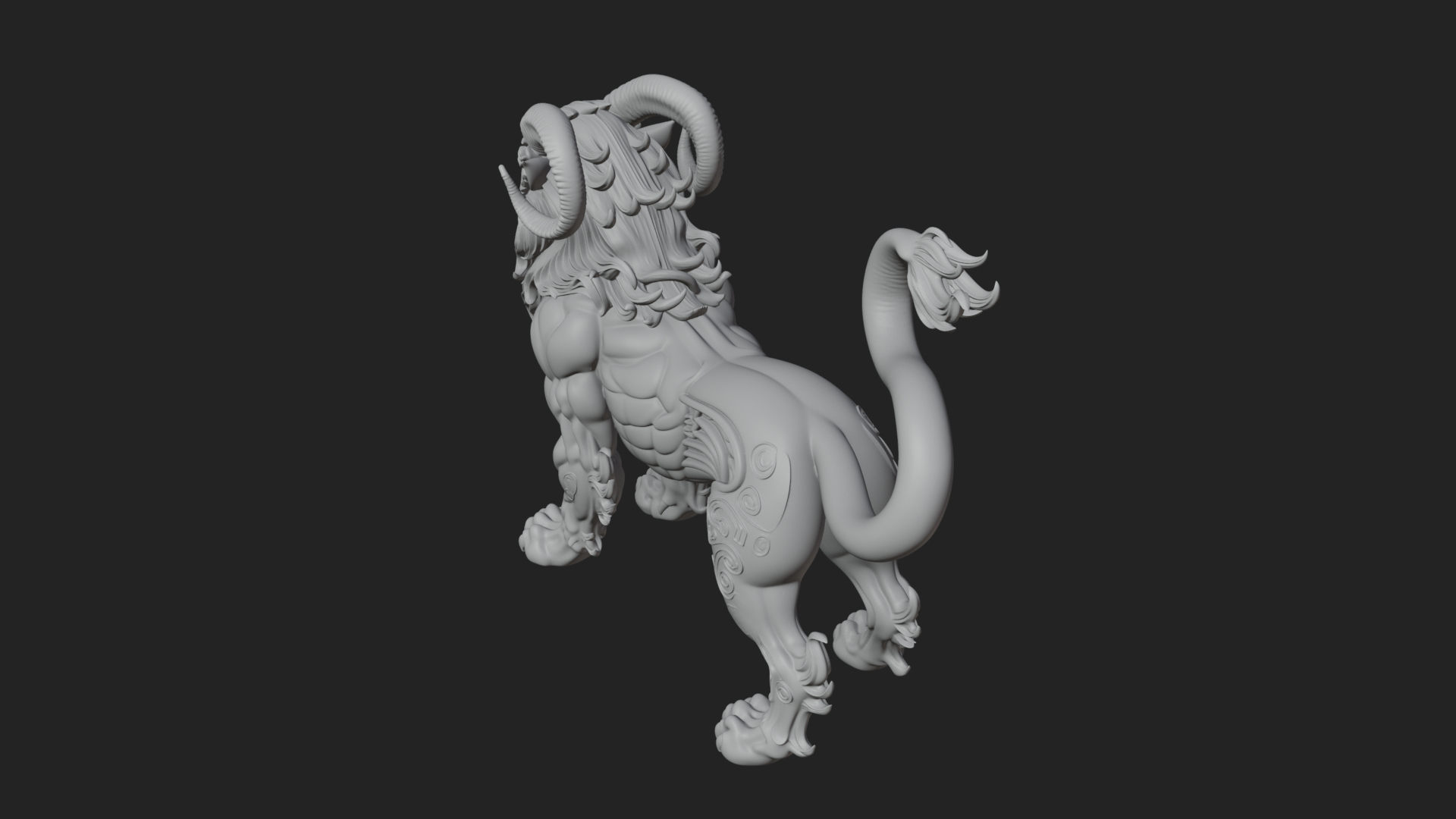 Chimera Mythical Beast Statue Design 11 3D Print Model 3D Model