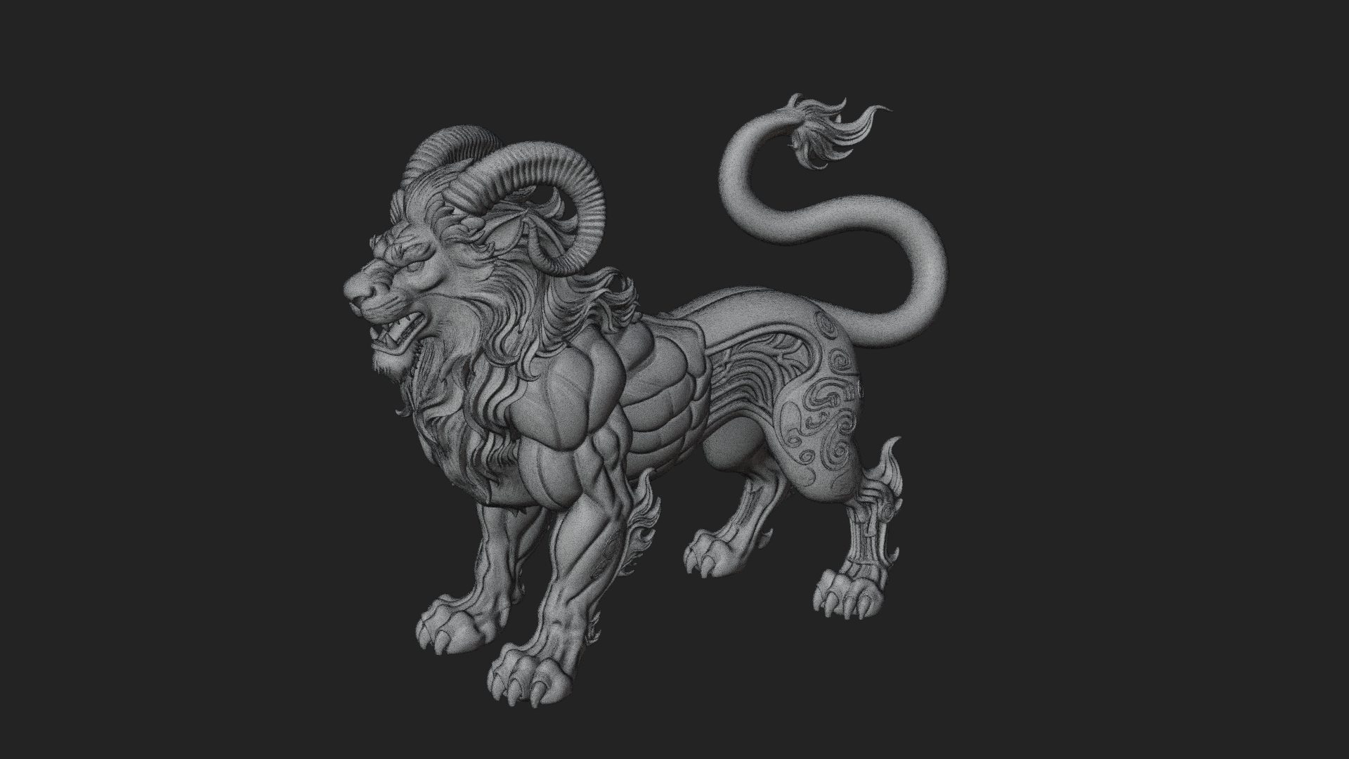 Chimera Mythical Beast Statue Design 11 3D Print Model 3D Model