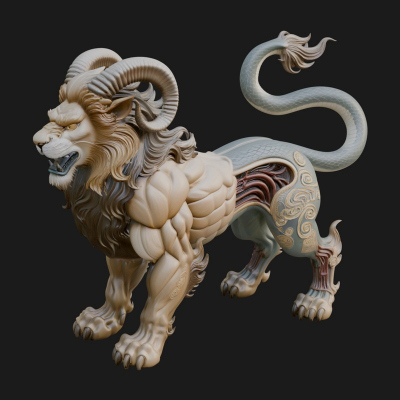 Chimera Mythical Beast Statue Design 11 3D Print Model