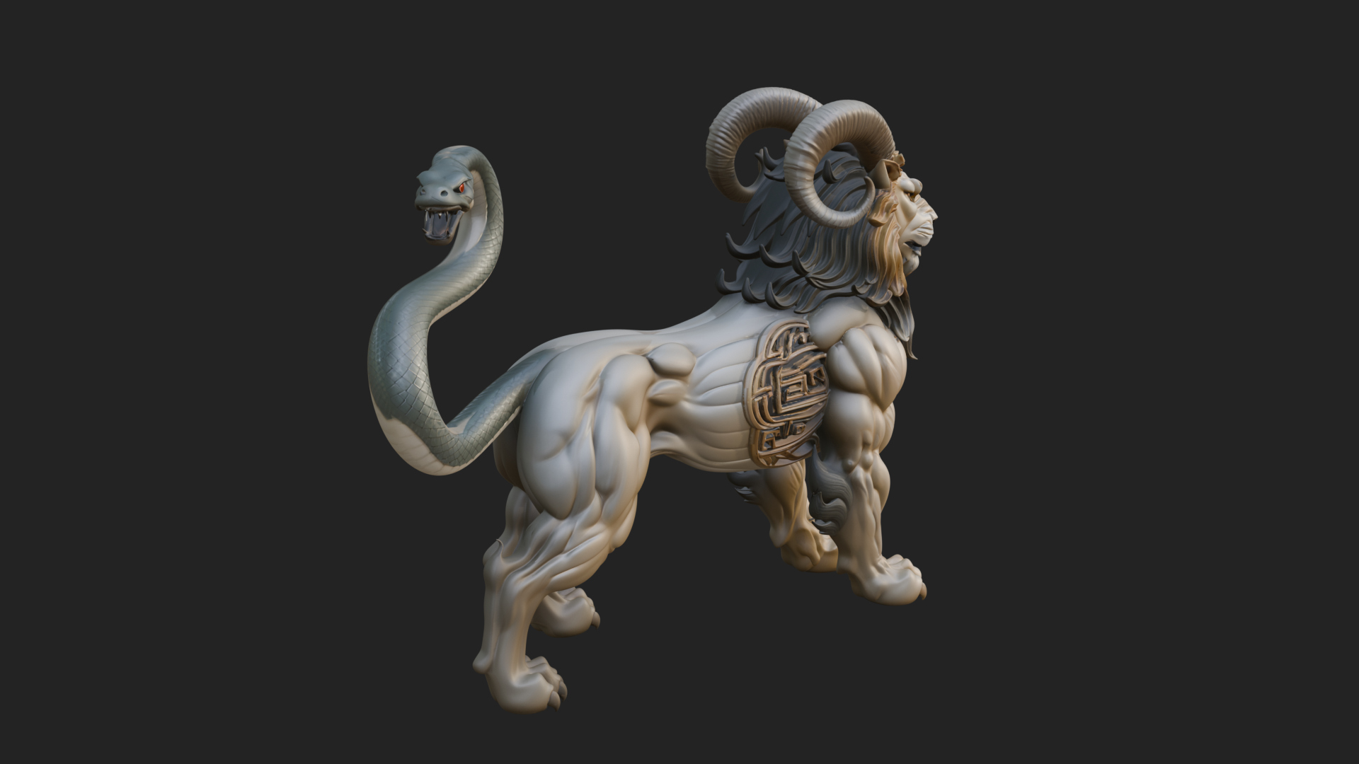 Chimera Mythical Beast Statue Design 12 3D Print Model 3D Model