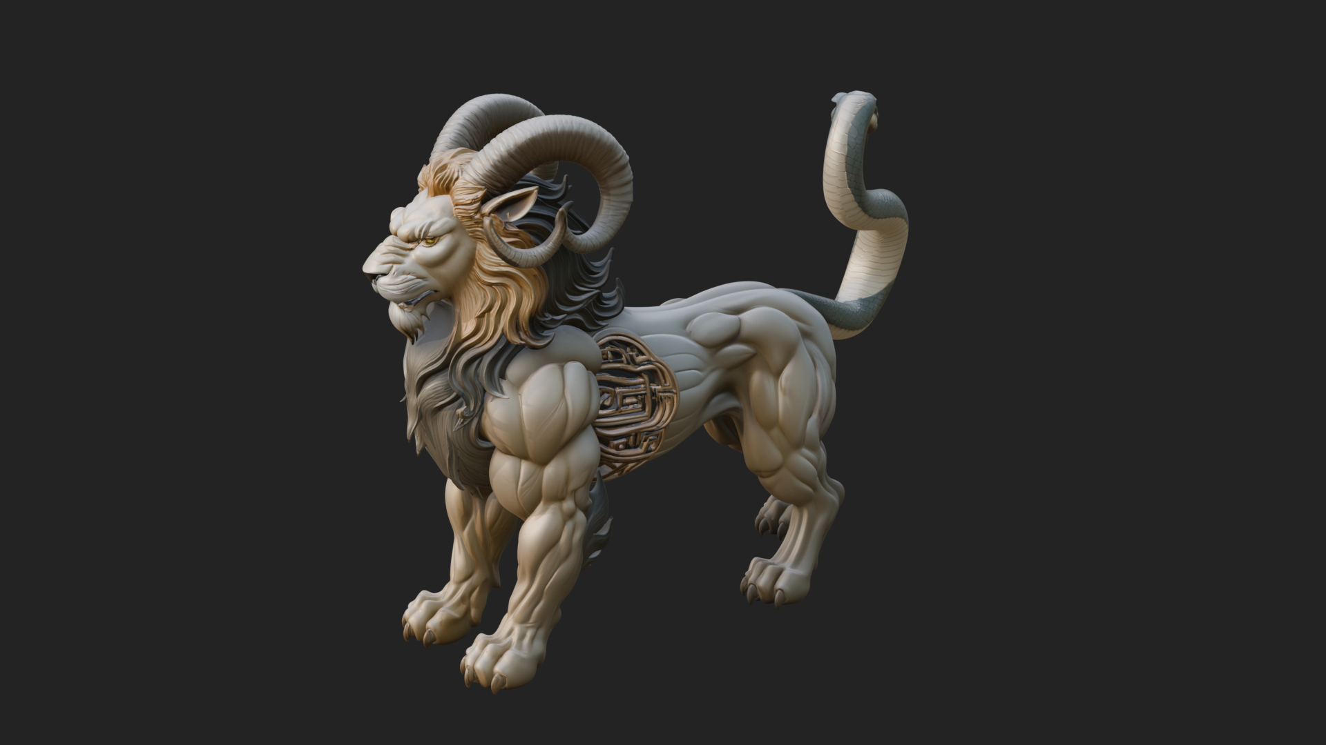 Chimera Mythical Beast Statue Design 12 3D Print Model 3D Model