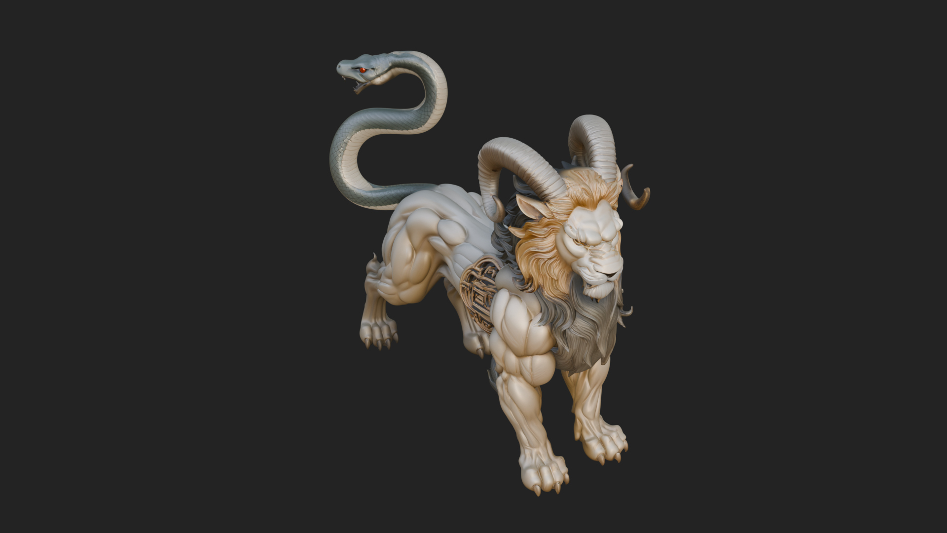 Chimera Mythical Beast Statue Design 12 3D Print Model 3D Model