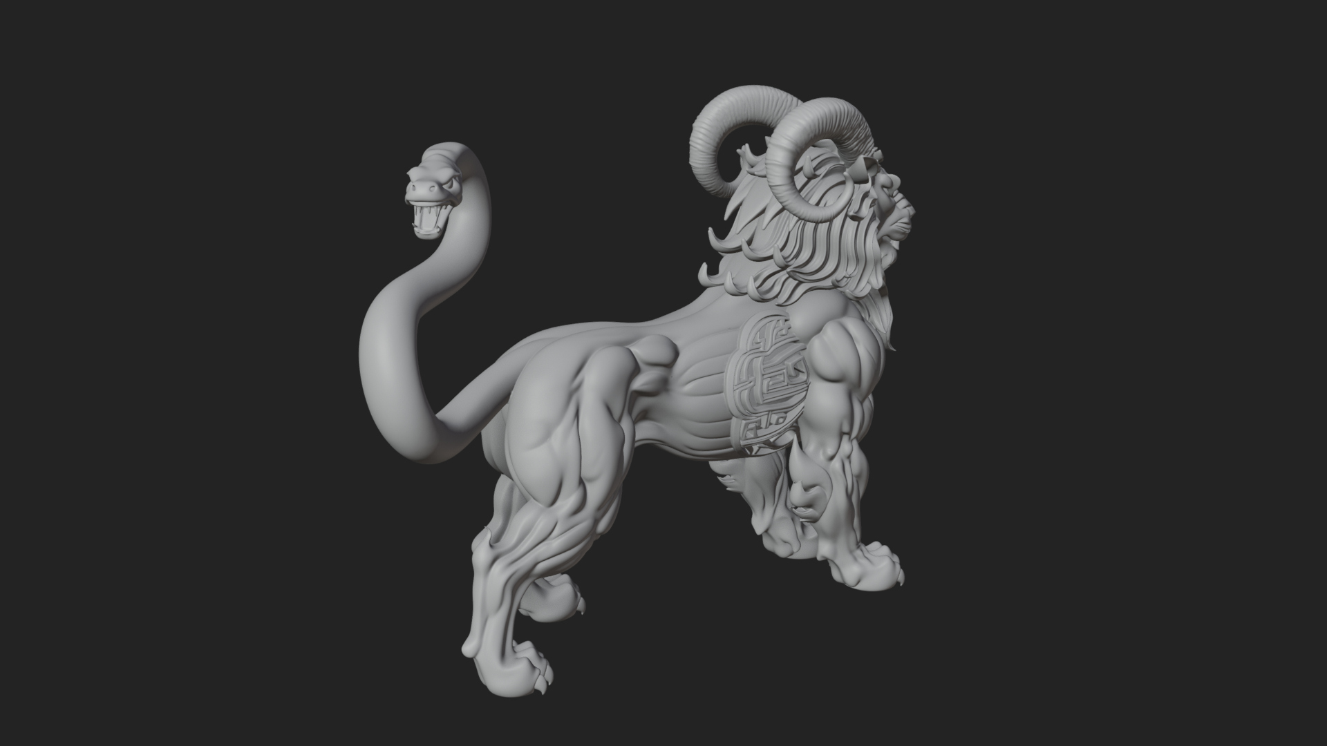 Chimera Mythical Beast Statue Design 12 3D Print Model 3D Model