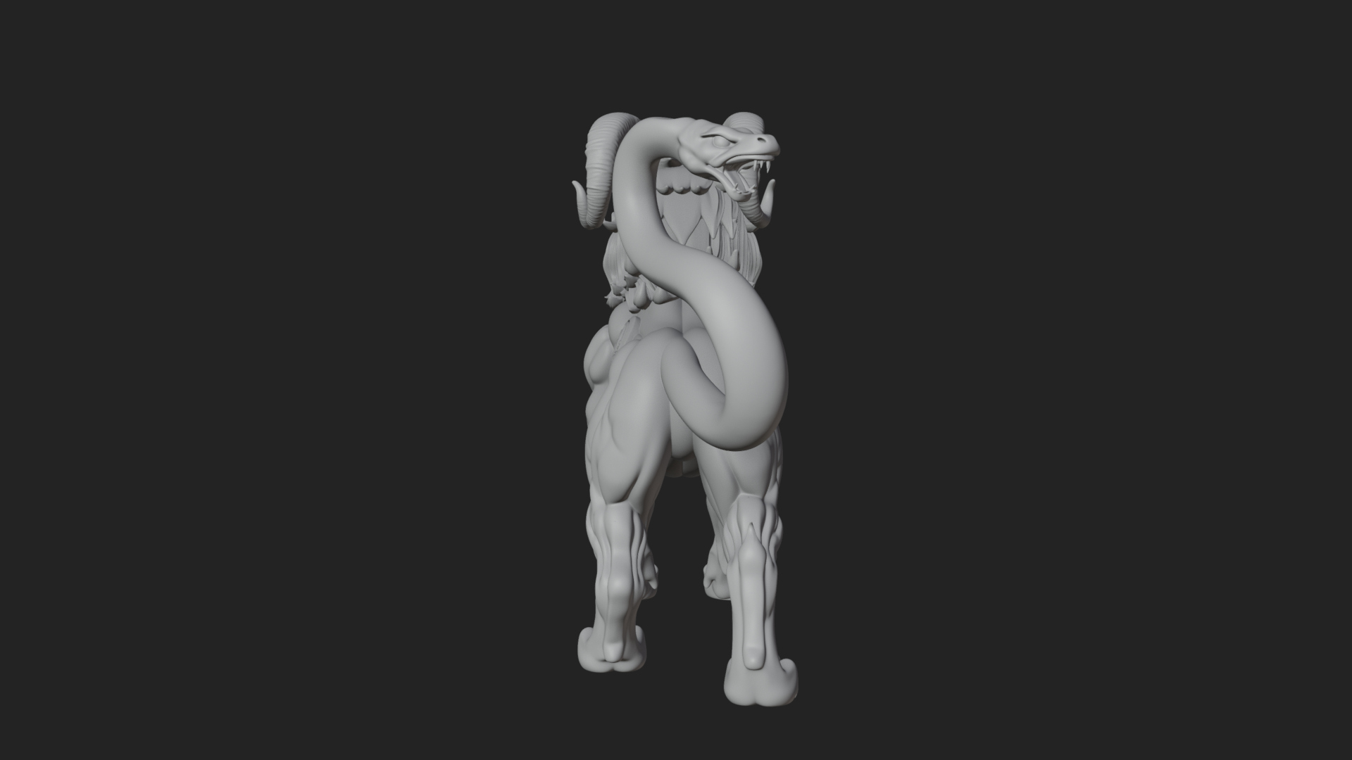 Chimera Mythical Beast Statue Design 12 3D Print Model 3D Model