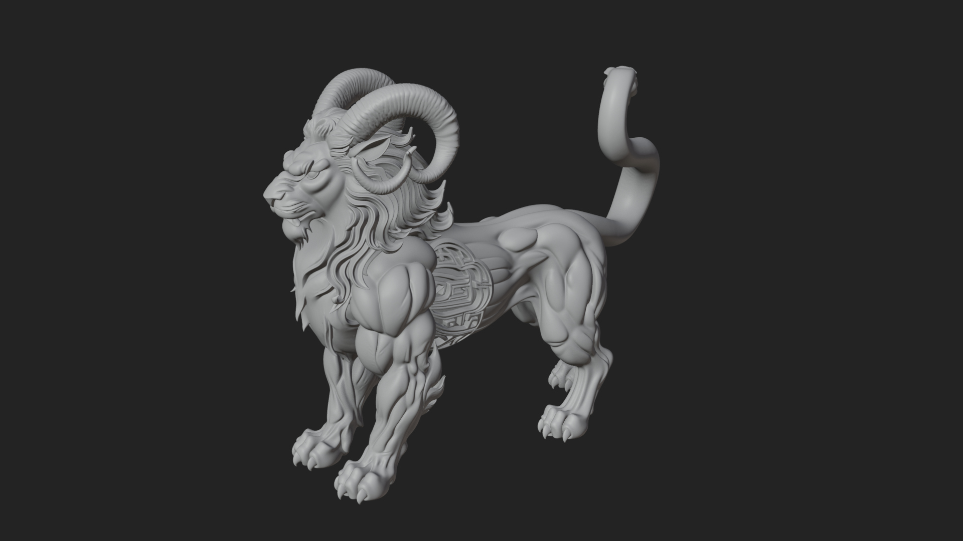 Chimera Mythical Beast Statue Design 12 3D Print Model 3D Model