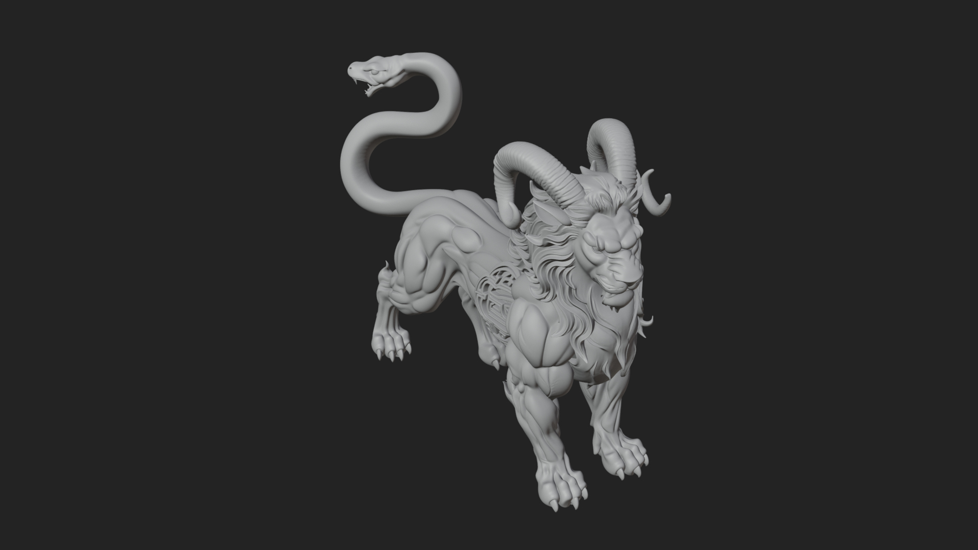 Chimera Mythical Beast Statue Design 12 3D Print Model 3D Model