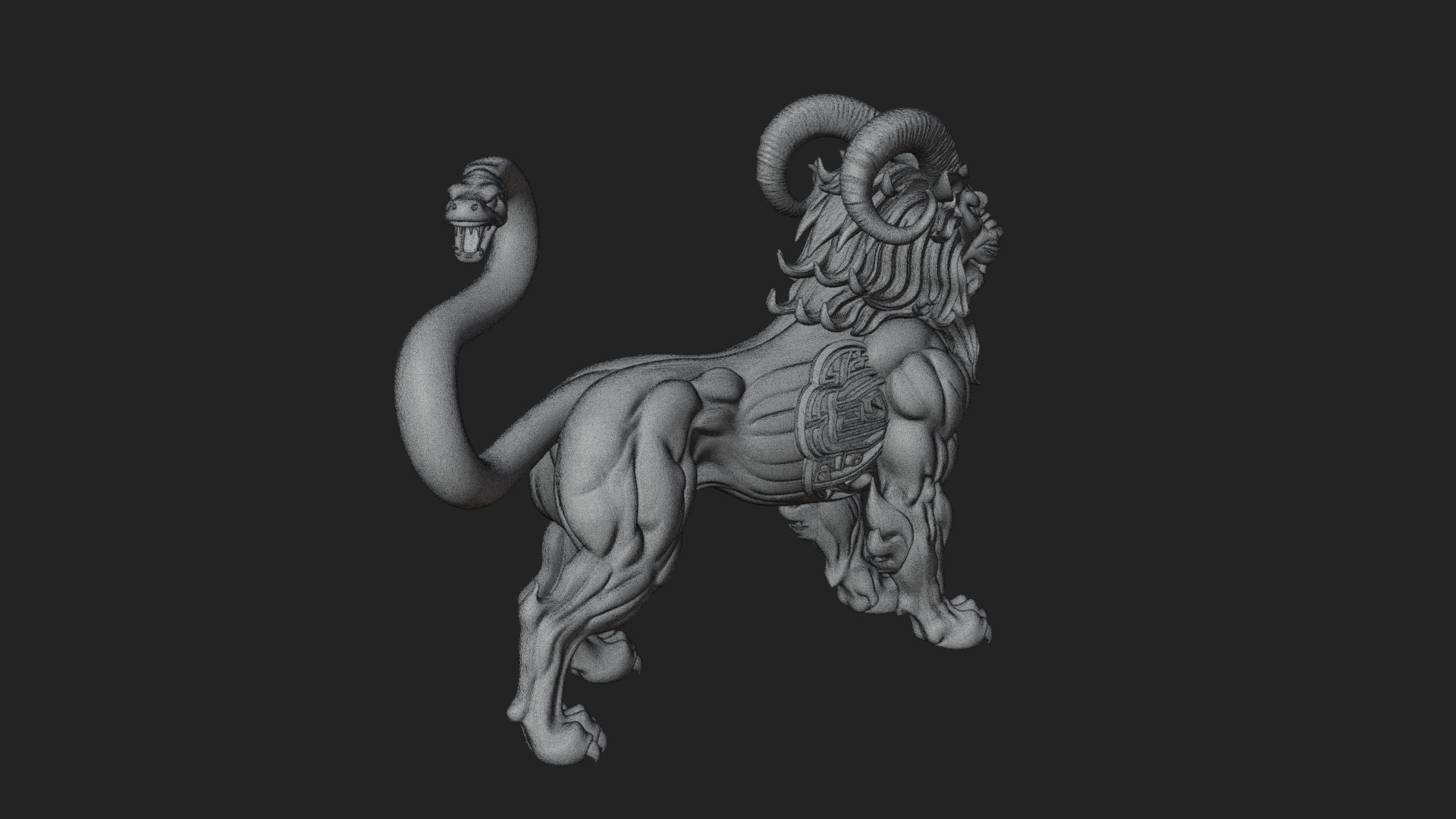 Chimera Mythical Beast Statue Design 12 3D Print Model 3D Model